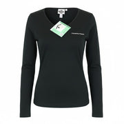 TUCANO URBANO T-TU Lady Women T-Shirt S Black Jersey Pure Cotton Pull On V-Neck