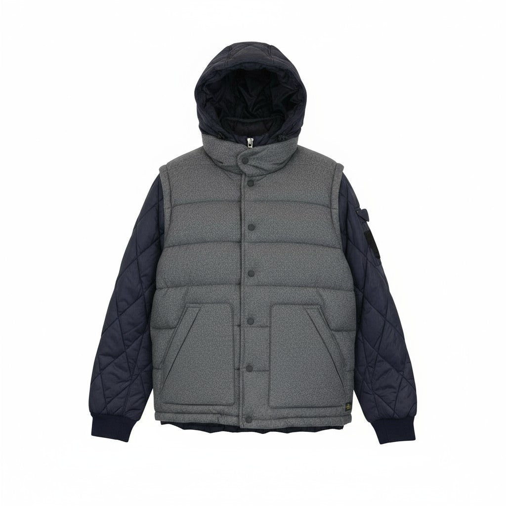 SCOTCH & SODA Men Jacket XL Mid Grey Wool Blend Melange Hooded Windbreaker