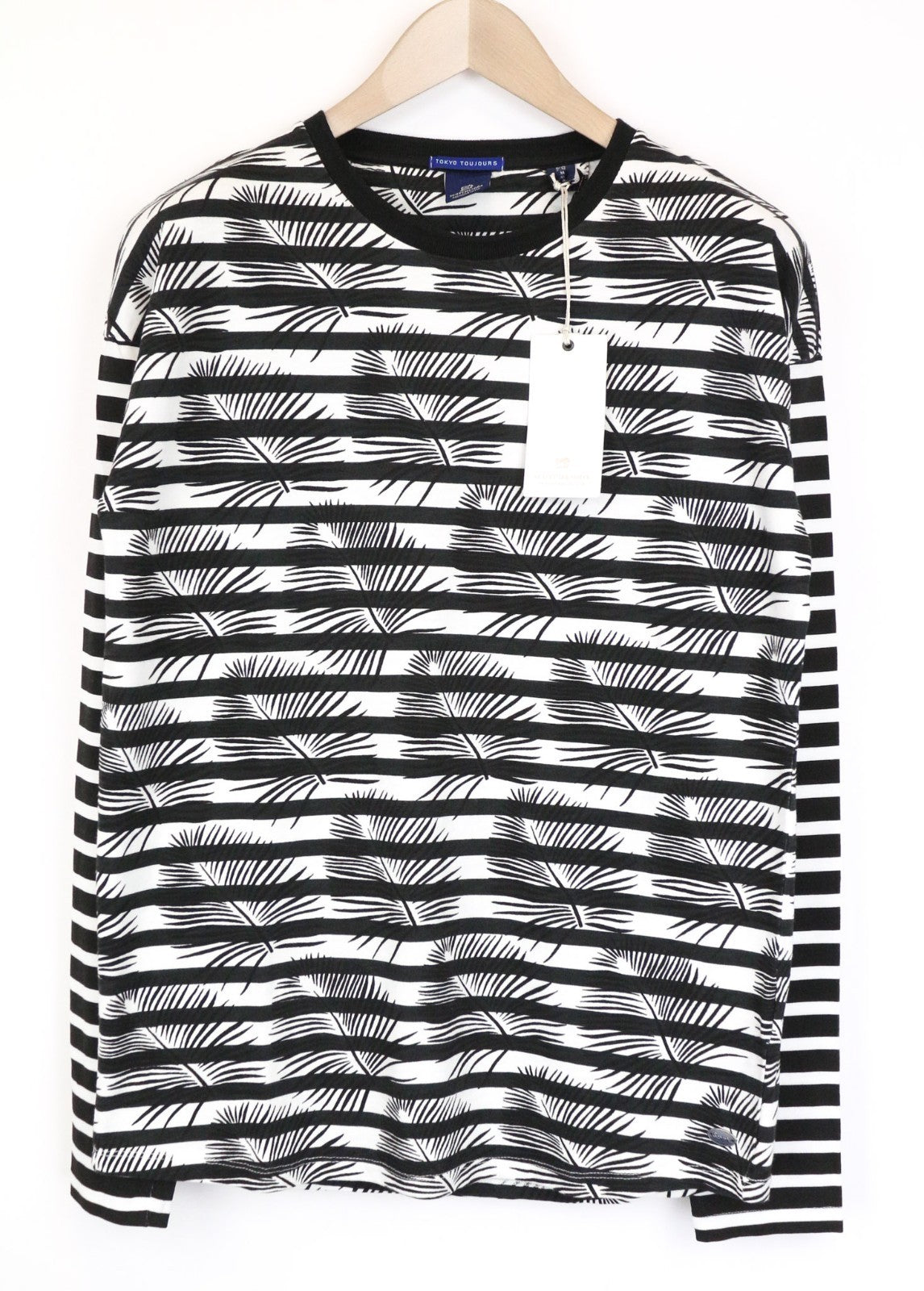 SCOTCH & SODA Ams Couture Men T-Shirt XL White Black Anti Fit Cotton Patterned