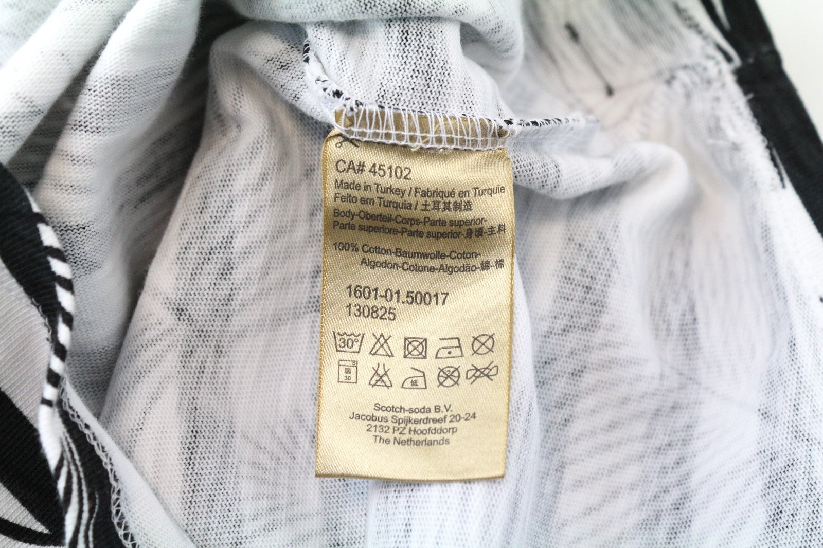 SCOTCH & SODA Ams Couture Men T-Shirt XL White Black Anti Fit Cotton Patterned