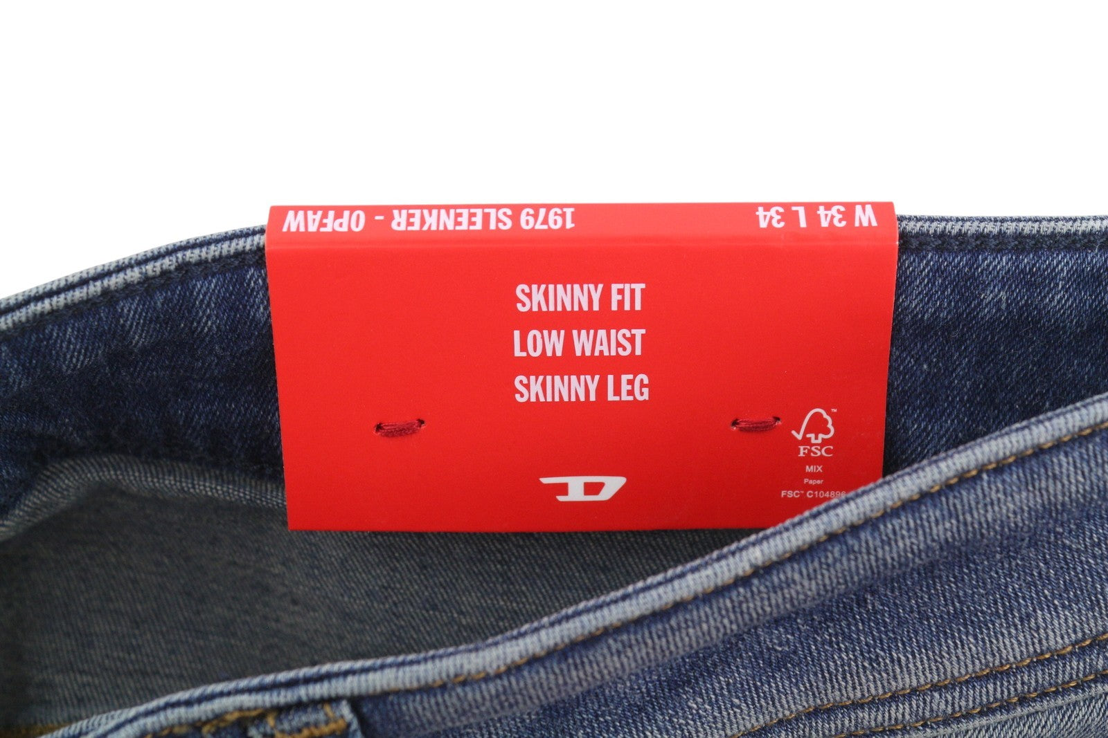 DIESEL 1979 Sleenker 0PFAW Men Jeans W34/L34 Blue Faded Skinny Low Waist RRP175
