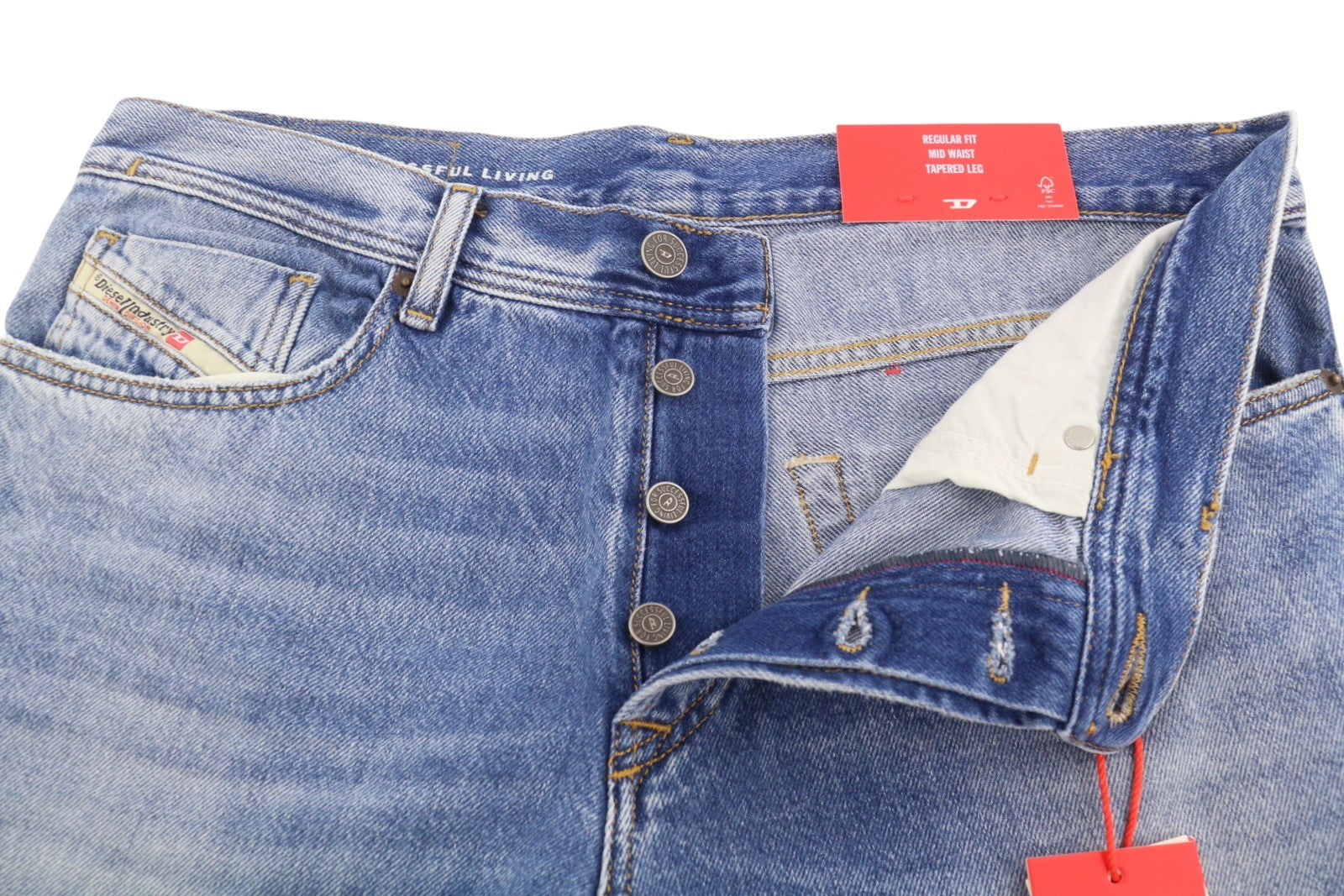 DIESEL 2003 D-Finitive 09H95 Men Jeans W32/L32 Blue Regular Tapered Fit RRP195
