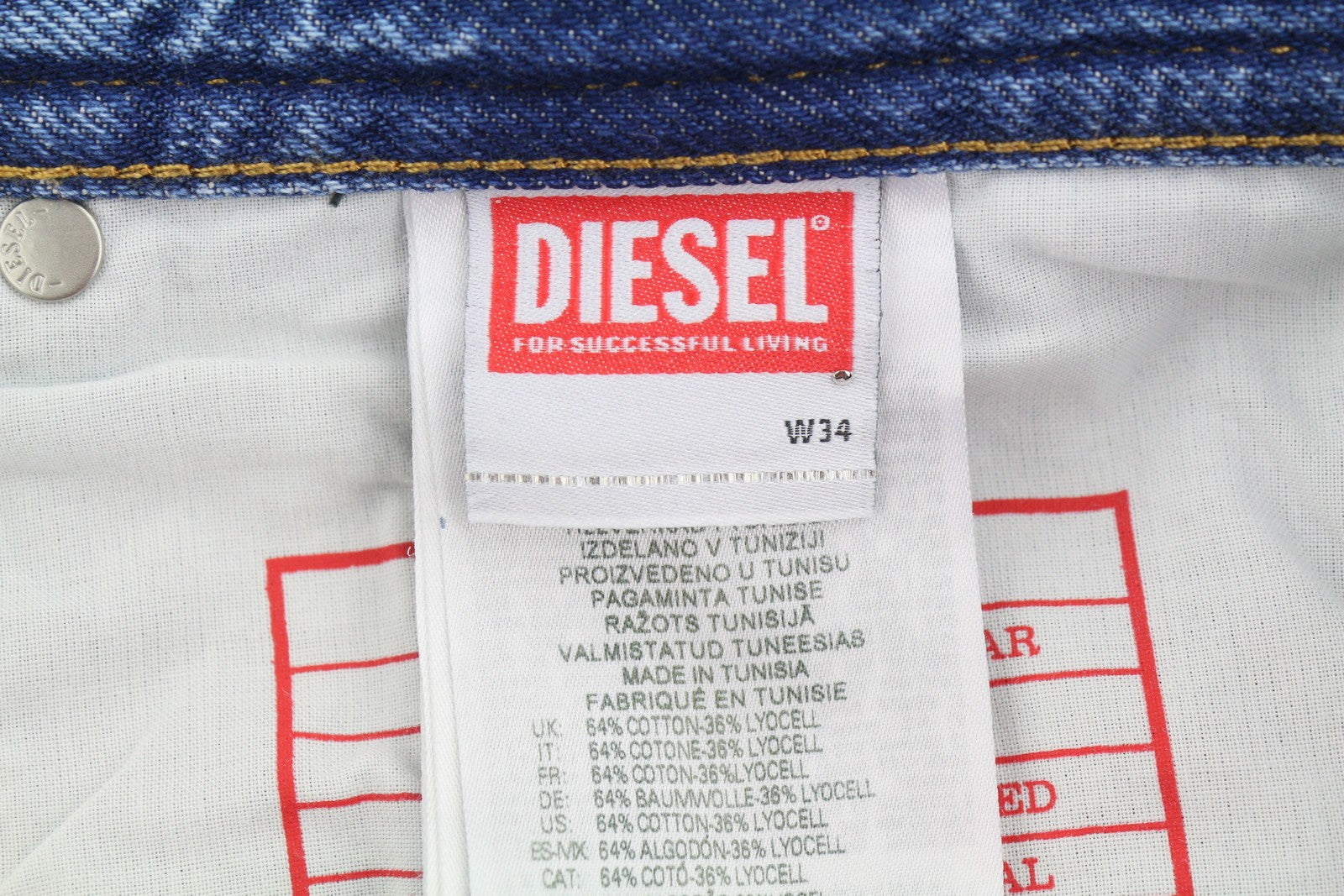 DIESEL 2003 D-Finitive 09H95 Men Jeans W34/L32 Blue Regular Tapered Fit RRP195