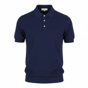FILIPPO DE LAURENTIIS Men Polos IT48 S Dark Blue Half Button Short Sleeved