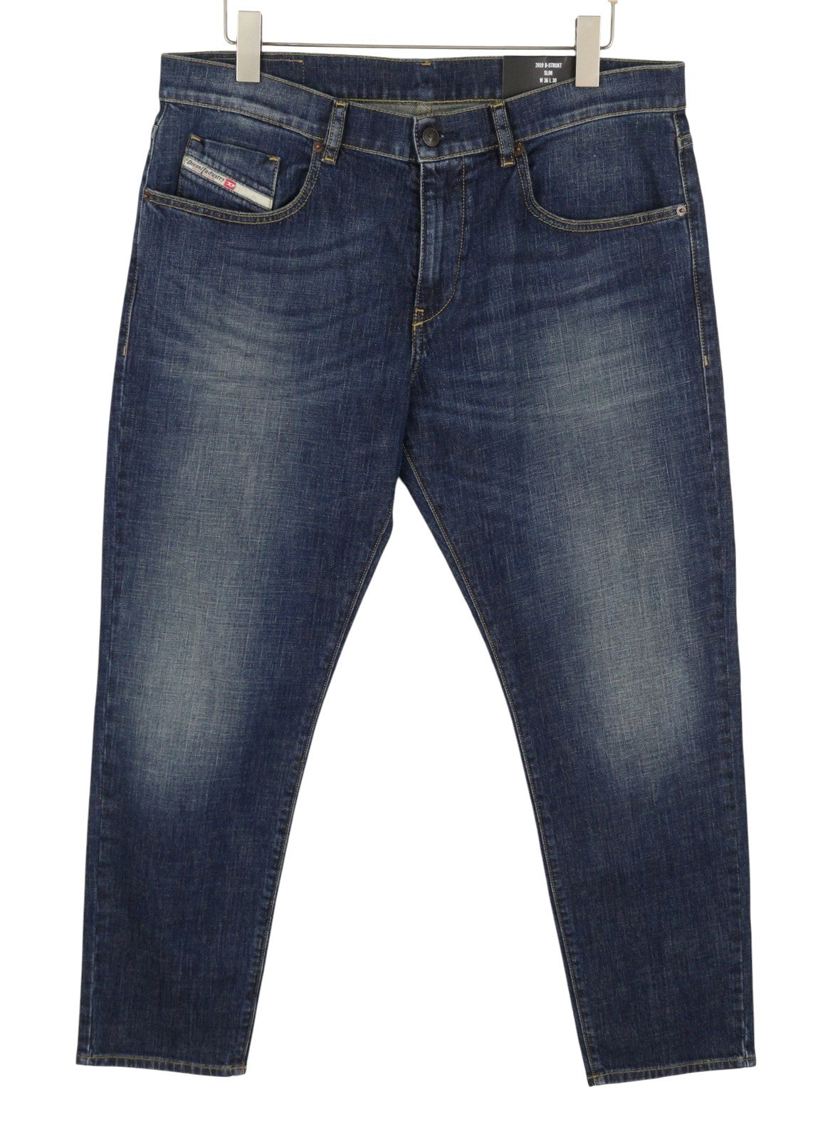 DIESEL 2019 D-Strukt-R R08IC Men Jeans W36/L30 Blue Whiskers Faded Slim RRP195