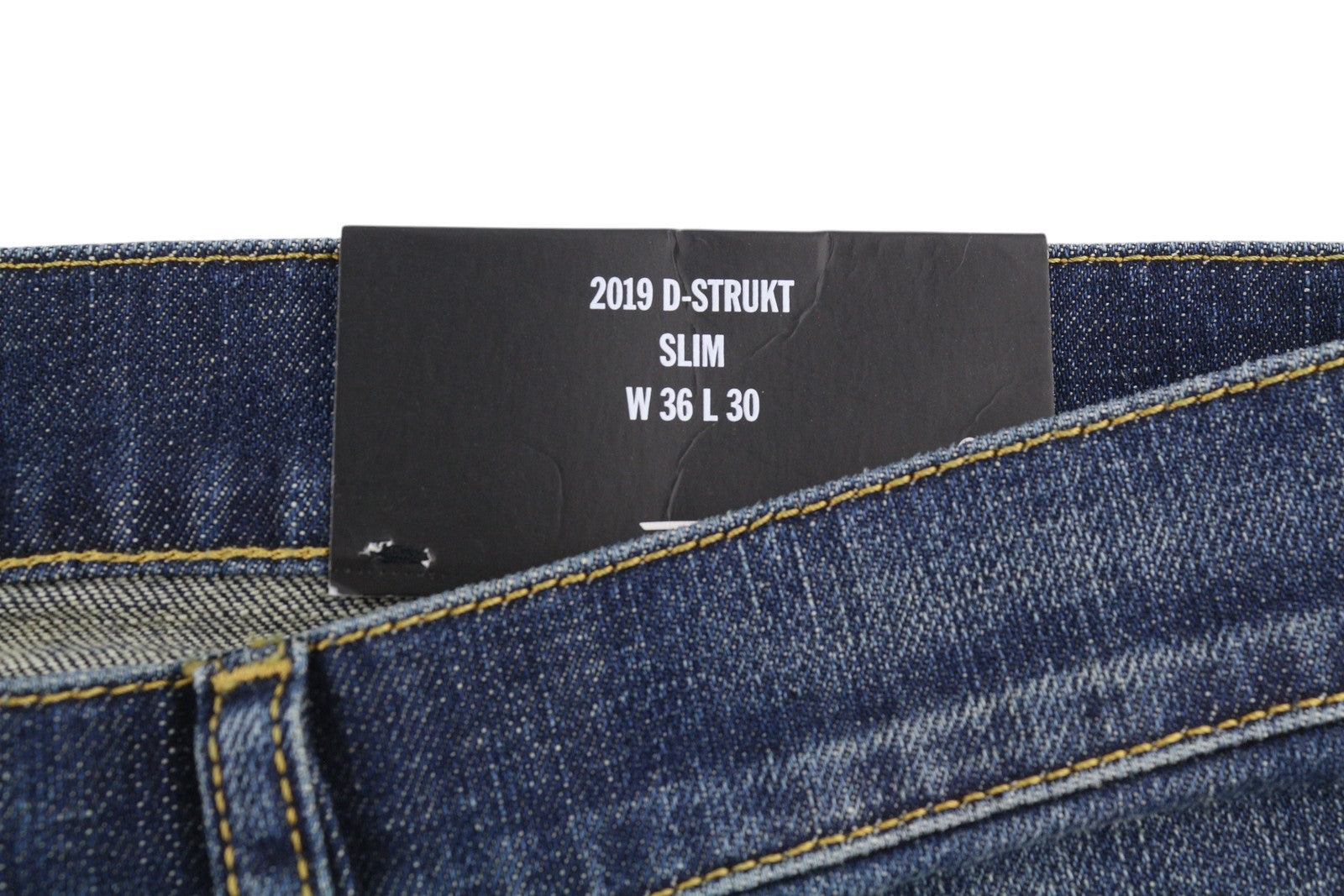 DIESEL 2019 D-Strukt-R R08IC Men Jeans W36/L30 Blue Whiskers Faded Slim RRP195