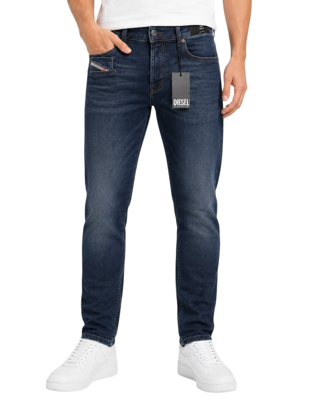 DIESEL Troxer R9I69 Men Jeans W34/L32 Blue Whiskers Faded Skinny Fit