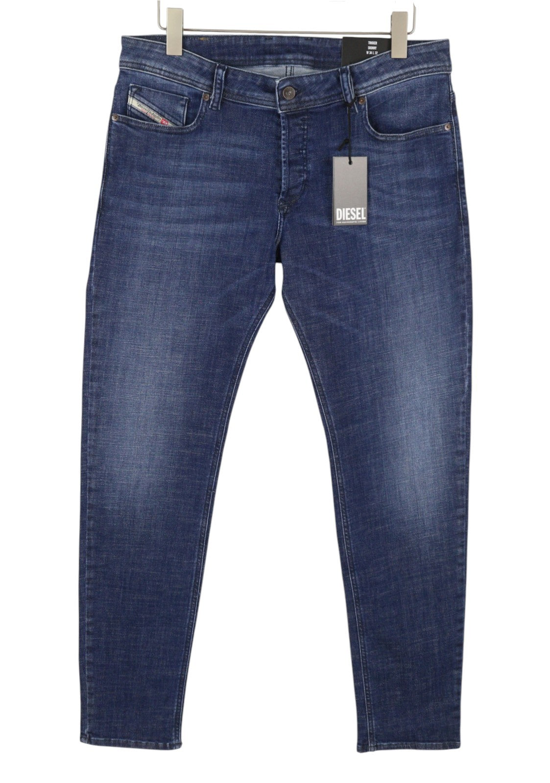DIESEL Troxer R9I69 Men Jeans W34/L32 Blue Whiskers Faded Skinny Fit