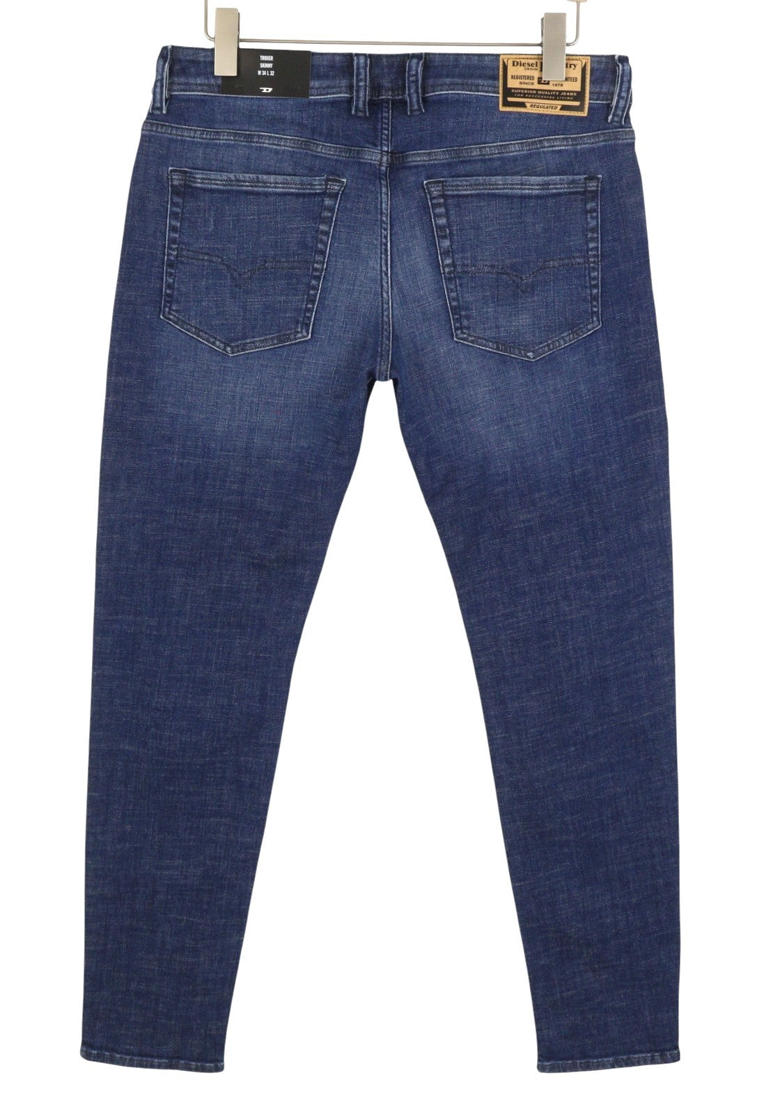 DIESEL Troxer R9I69 Men Jeans W34/L32 Blue Whiskers Faded Skinny Fit