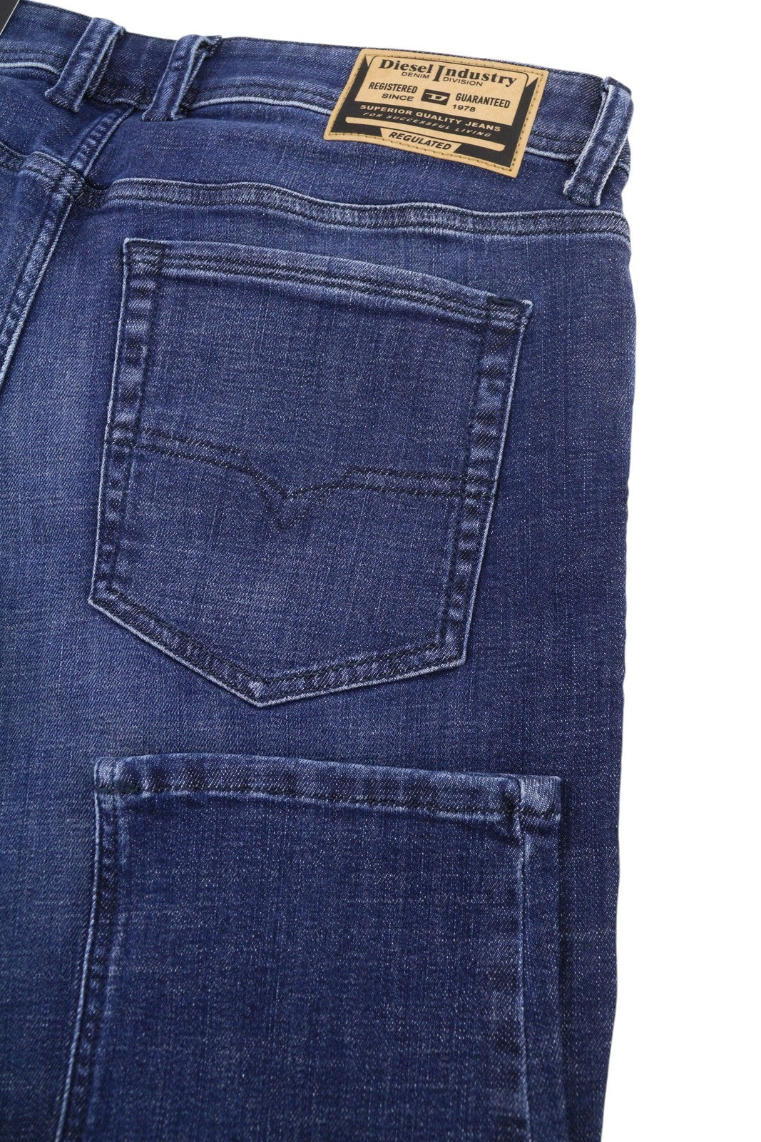 DIESEL Troxer R9I69 Men Jeans W34/L32 Blue Whiskers Faded Skinny Fit