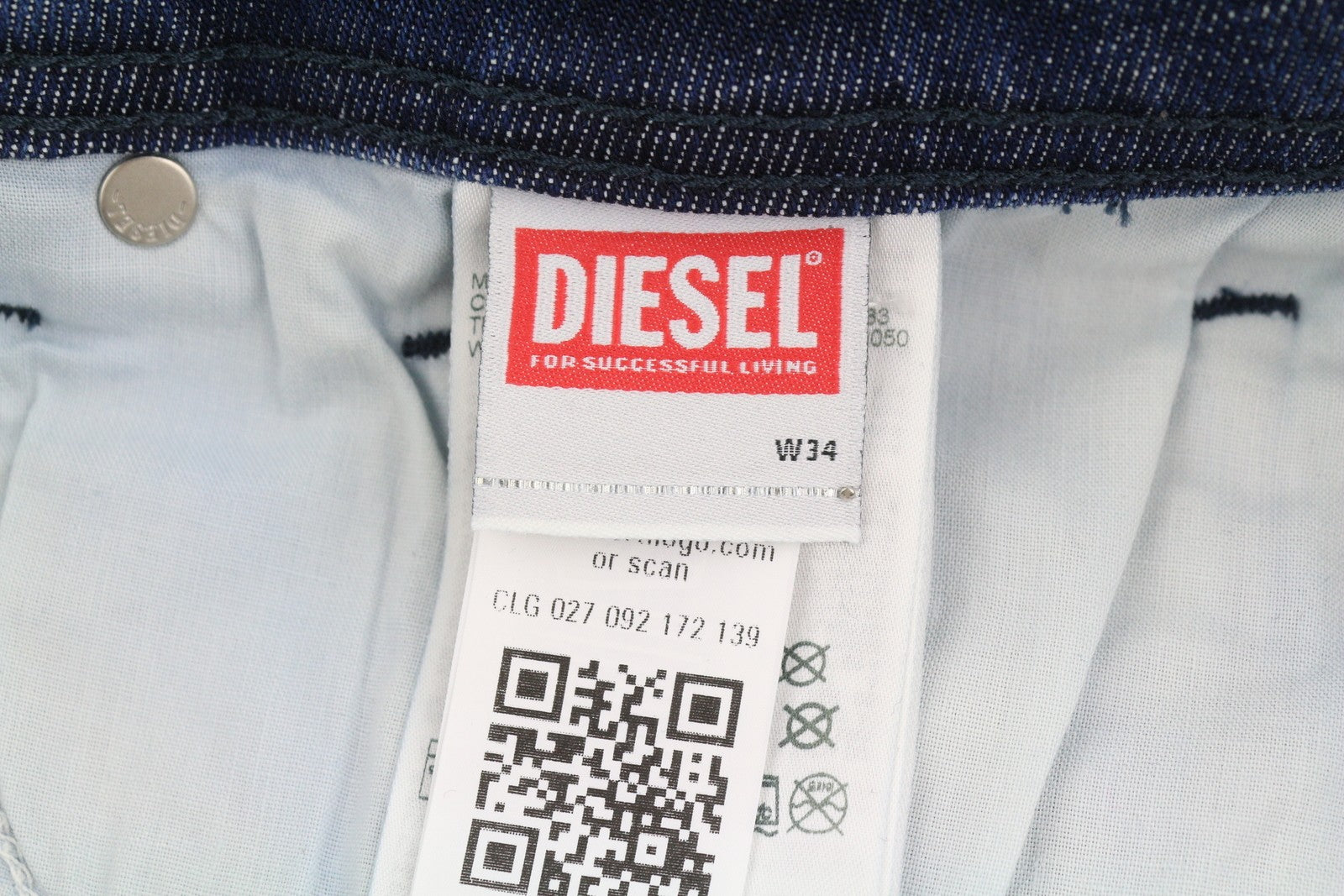 DIESEL Troxer R9I69 Men Jeans W34/L32 Blue Whiskers Faded Skinny Fit