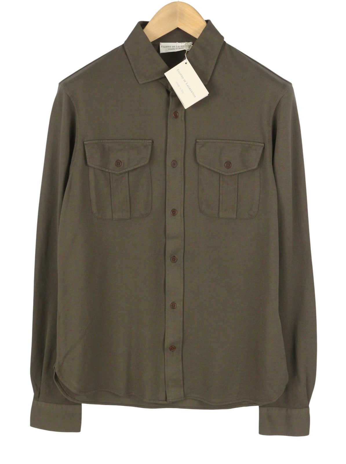 FILIPPO DE LAURENTIIS Men Shirt IT50 M Brown Patch Pockets Button-Up