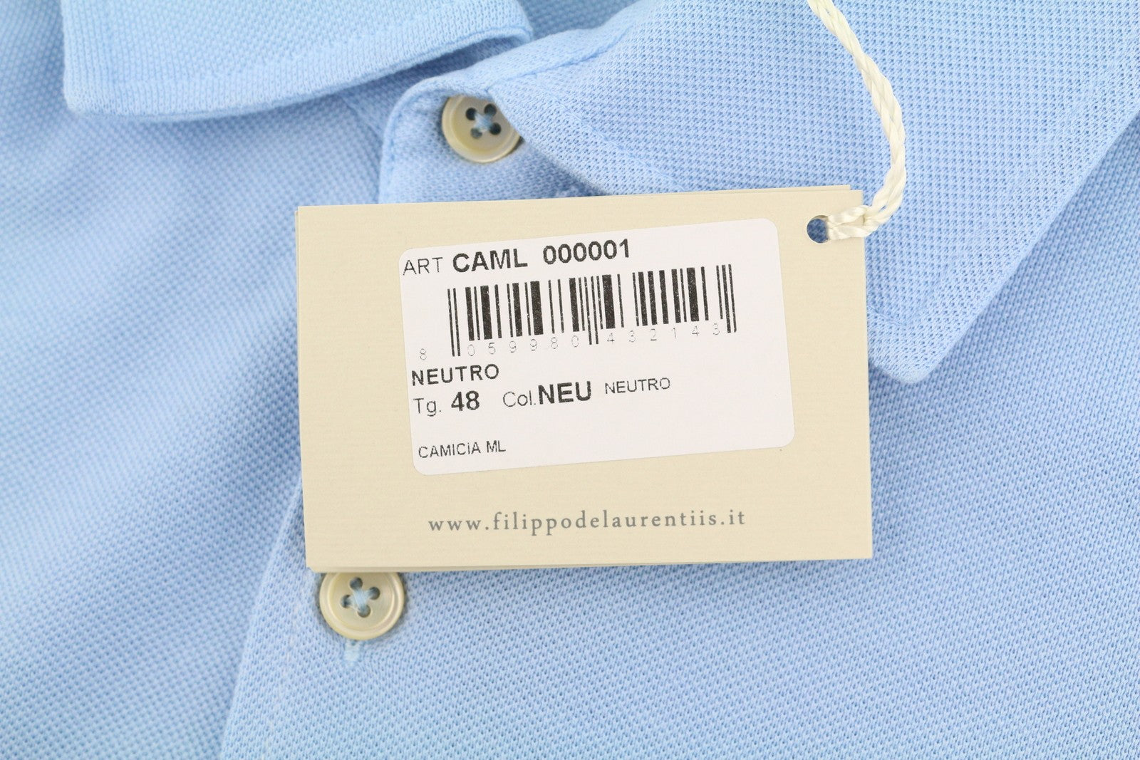 FILIPPO DE LAURENTIIS Men Shirt IT48 S Blue Cutaway Collar Button-Up