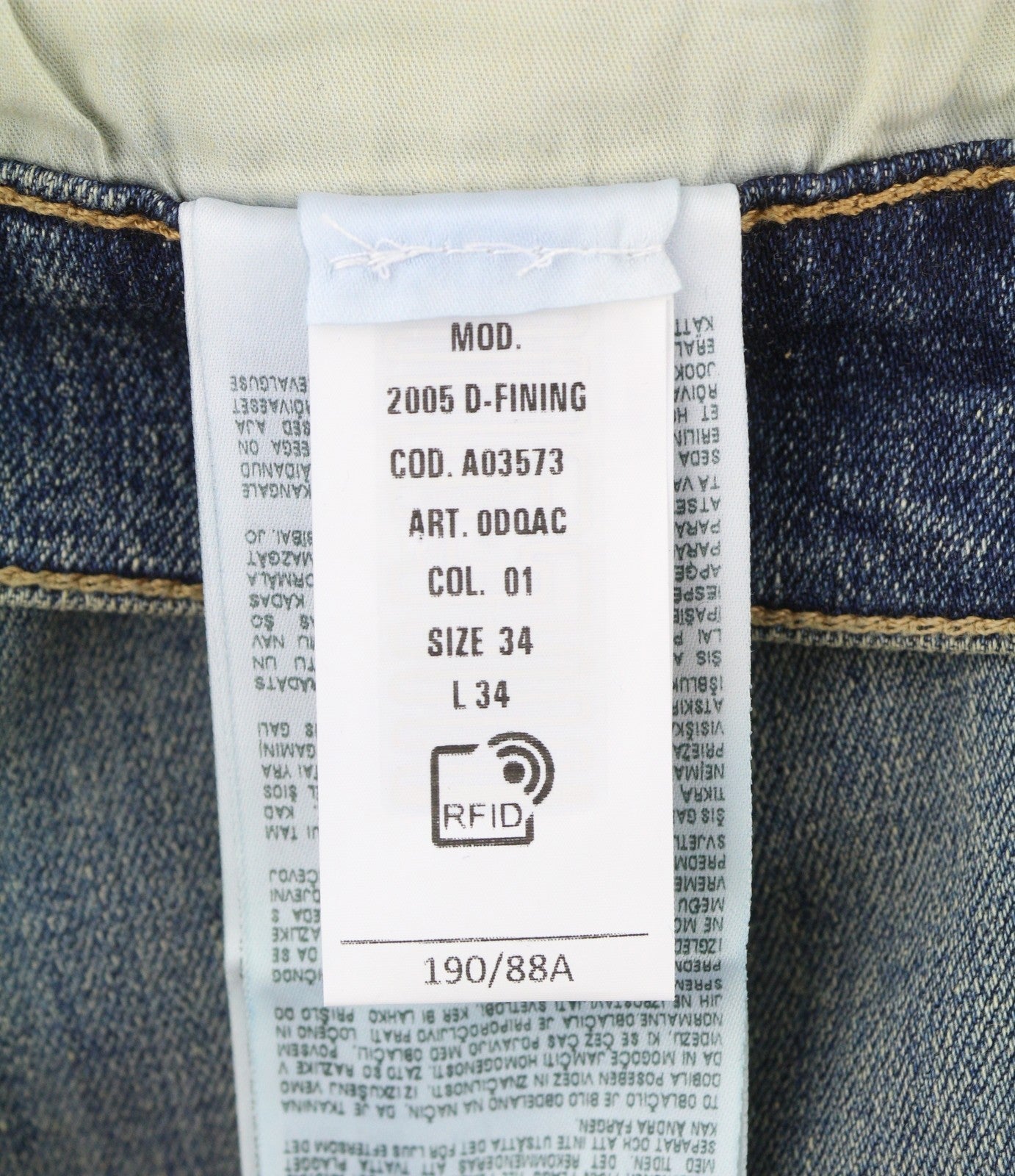 DIESEL 2005 D-Fining 0DQAC Men Jeans W34/L34 Blue Faded Regular Tapered RRP195