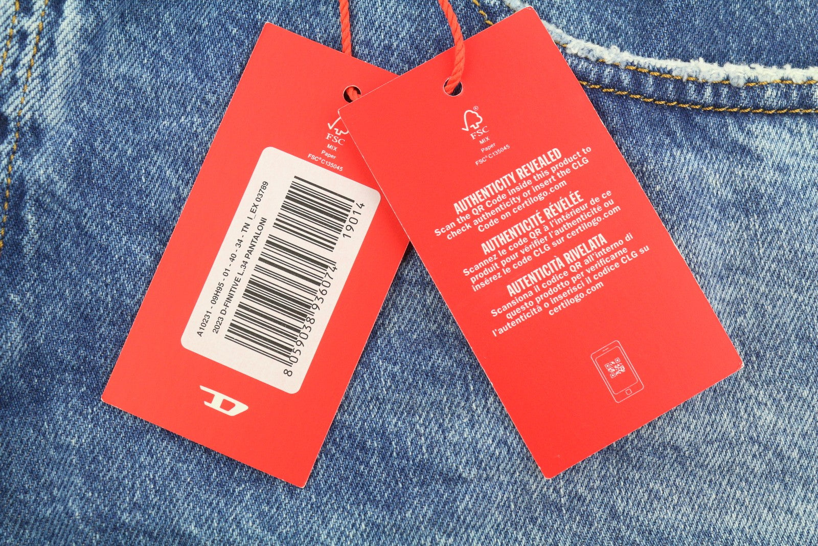 DIESEL 2003 D-Finitive 09H95 Men Jeans W40/L34 Blue Regular Tapered Fit RRP195