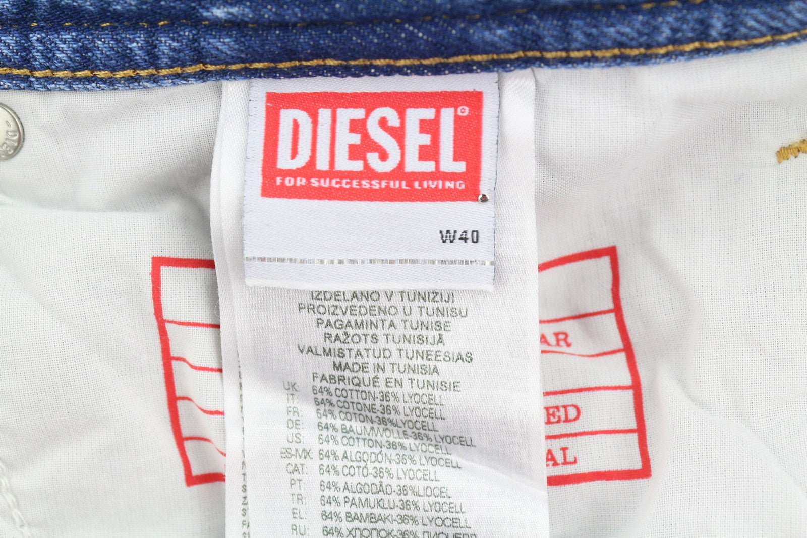 DIESEL 2003 D-Finitive 09H95 Men Jeans W40/L34 Blue Regular Tapered Fit RRP195