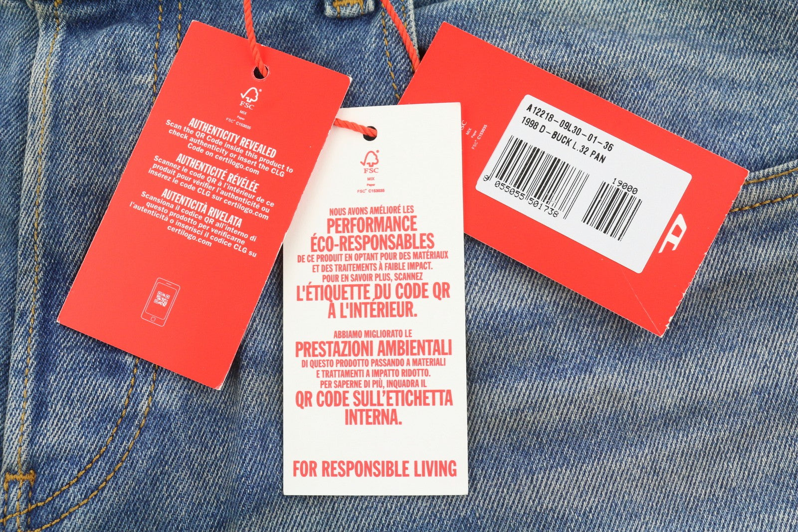 DIESEL 1998 D-Buck 09L30 Men Jeans W36/L32 Blue Slim Fit Bootcut Leg RRP225