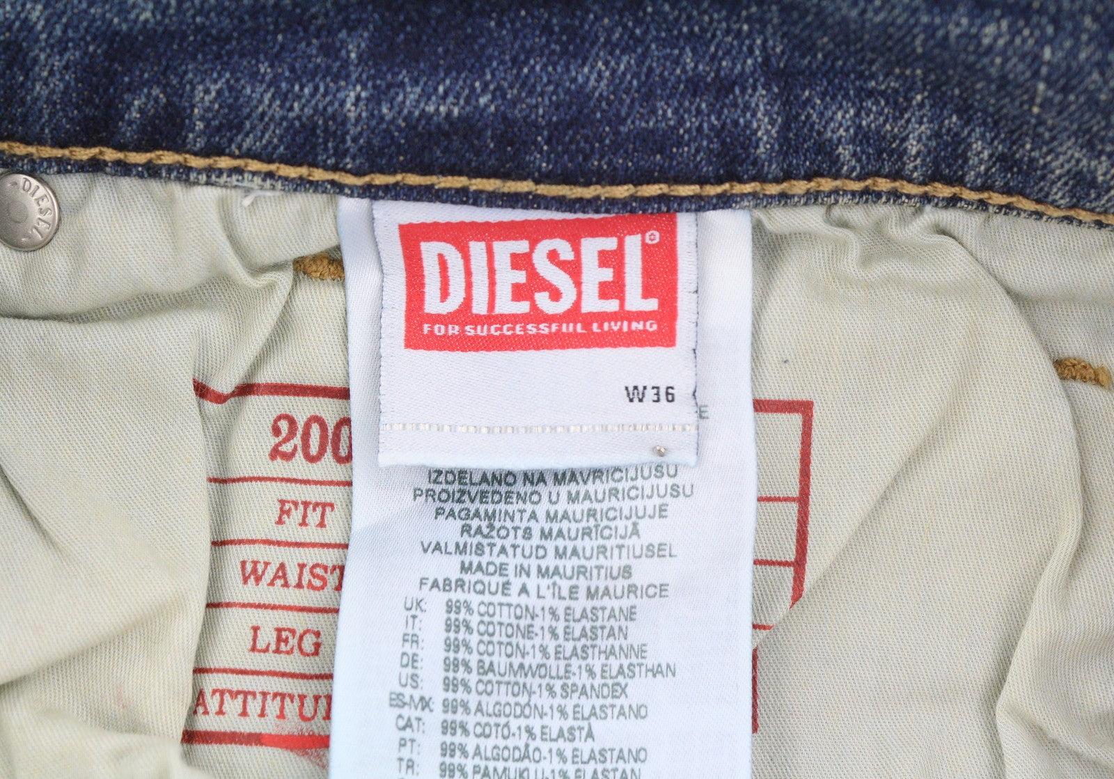 DIESEL 2005 D-Fining 0DQAC Men Jeans W36/L34 Blue Faded Regular Tapered RRP195