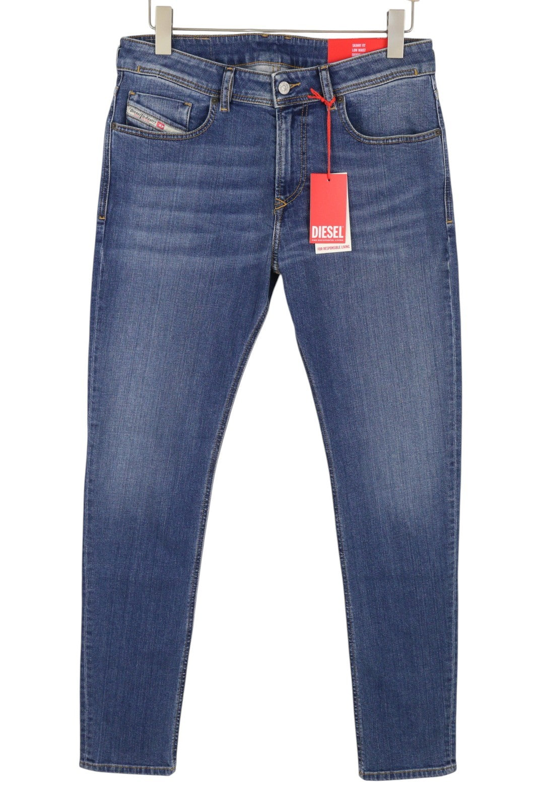DIESEL 1979 Sleenker 09L02 Men Jeans W34/L32 Blue Faded Skinny Low Waist
