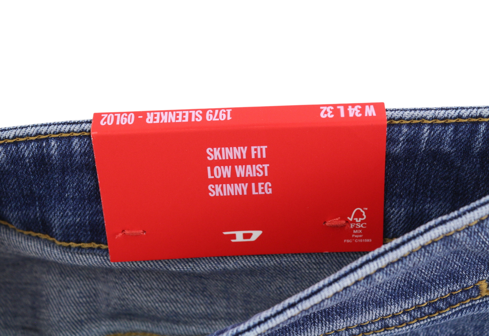 DIESEL 1979 Sleenker 09L02 Men Jeans W34/L32 Blue Faded Skinny Low Waist