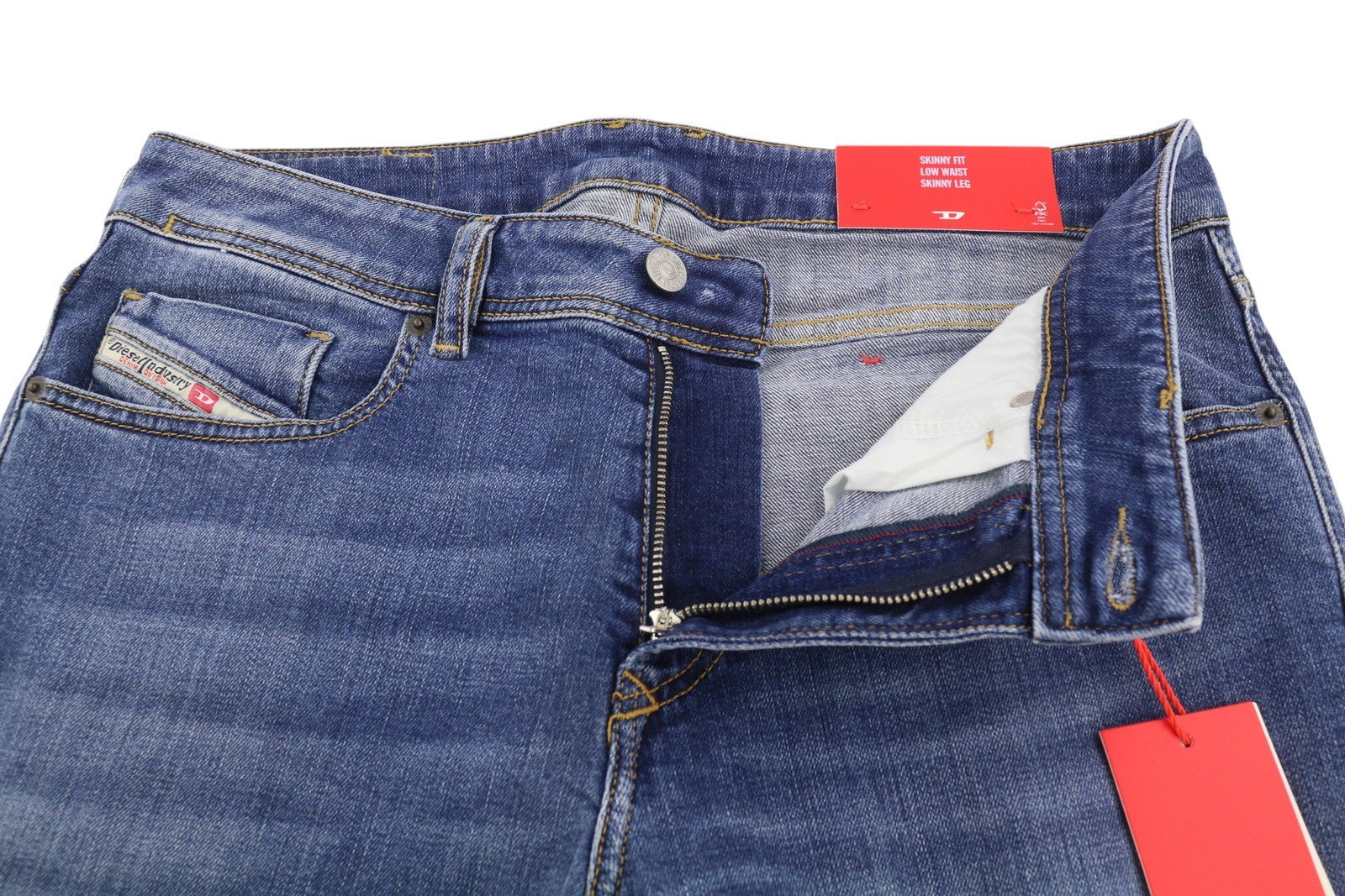 DIESEL 1979 Sleenker 09L02 Men Jeans W32/L32 Blue Faded Skinny Low Waist