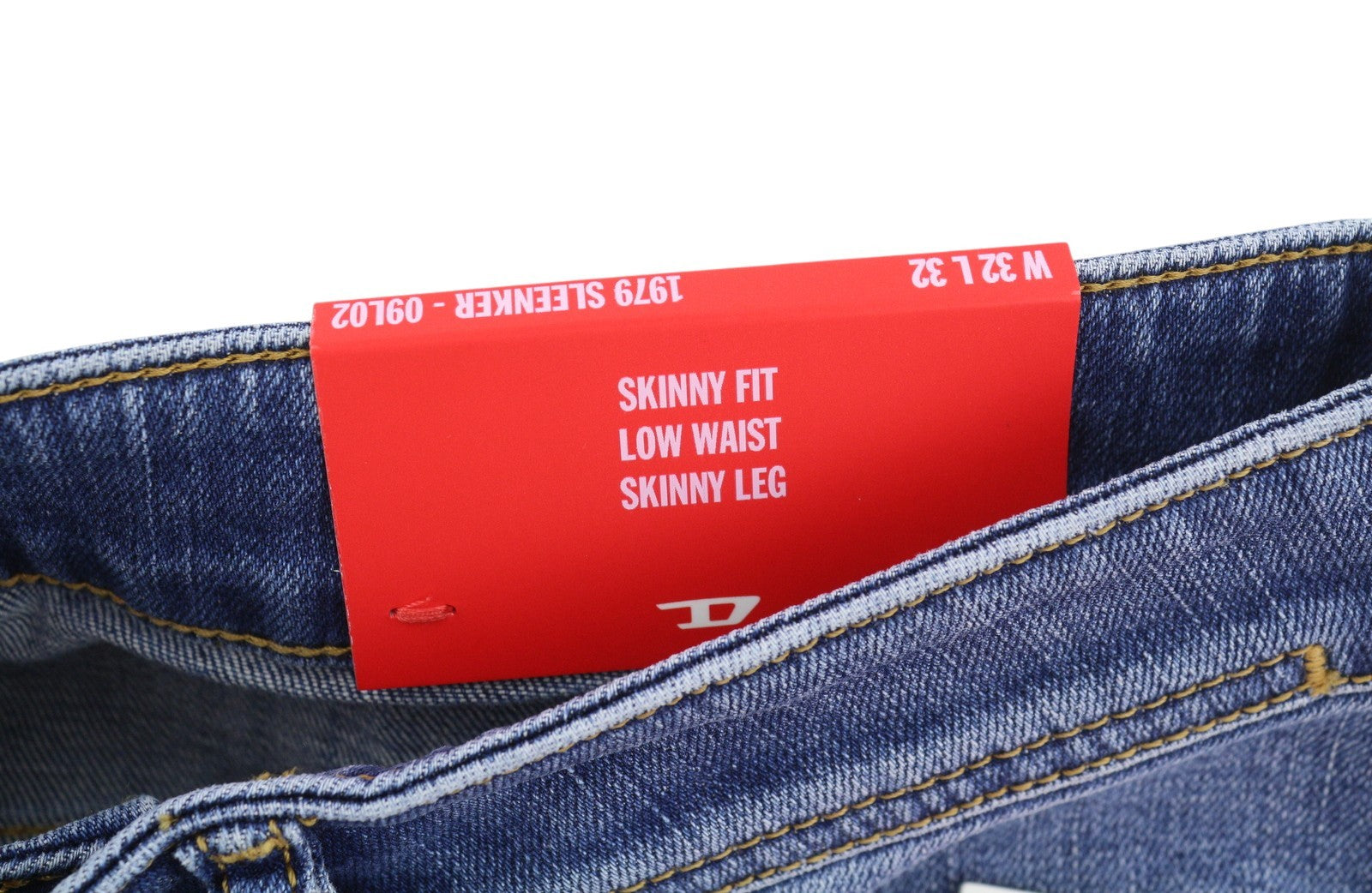 DIESEL 1979 Sleenker 09L02 Men Jeans W32/L32 Blue Faded Skinny Low Waist