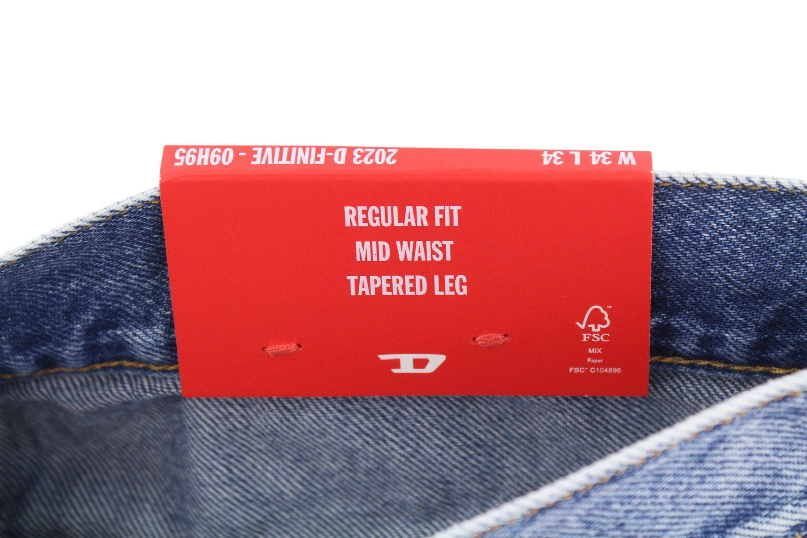DIESEL 2003 D-Finitive 09H95 Men Jeans W34/L34 Blue Regular Tapered Fit RRP195