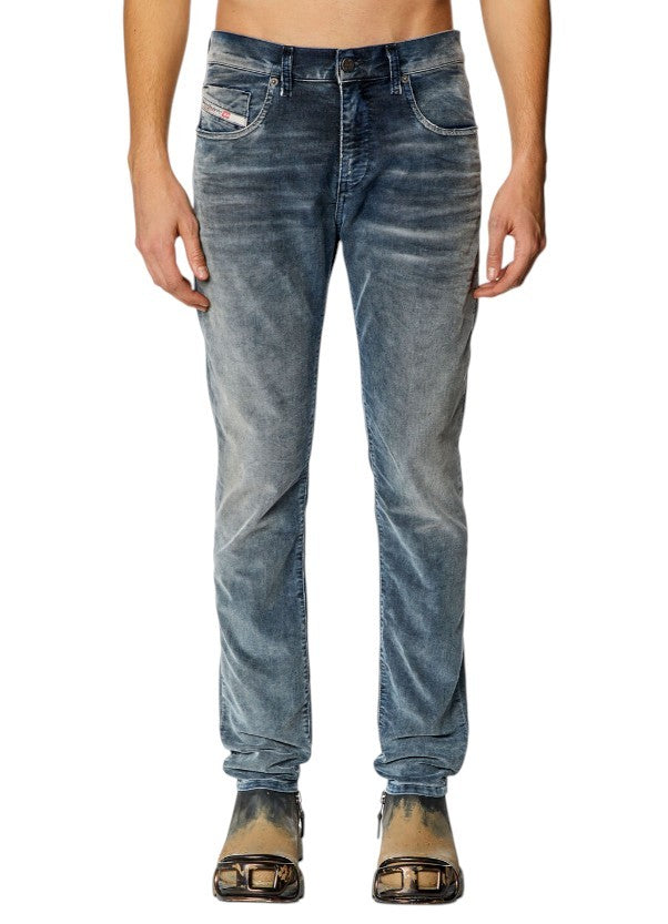 DIESEL 2019 D-Strukt 068JF Men Trousers W32/L30 Blue Corduroy Slim Fit RRP225