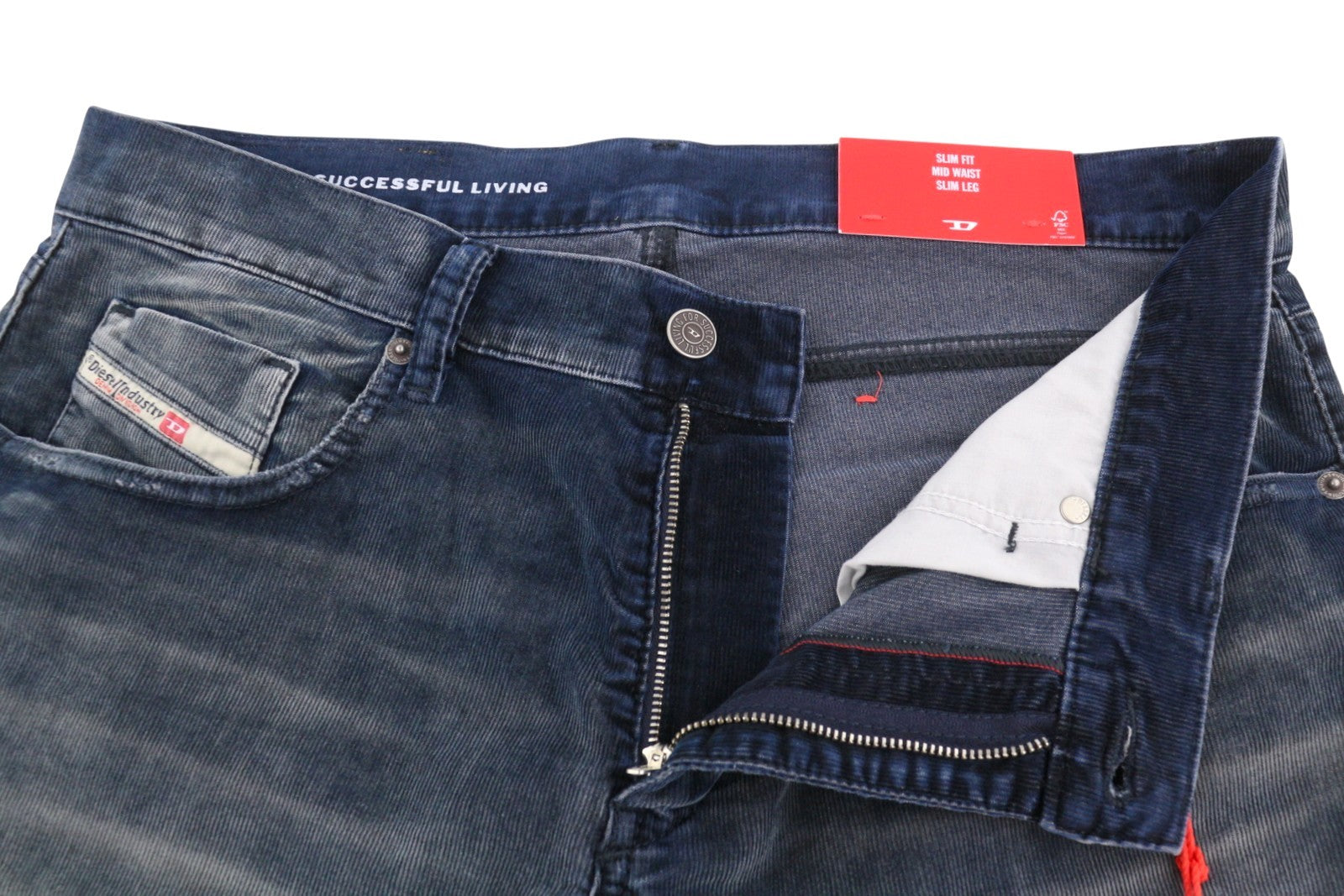 DIESEL 2019 D-Strukt 068JF Men Trousers W34/L30 Blue Corduroy Slim Fit RRP225