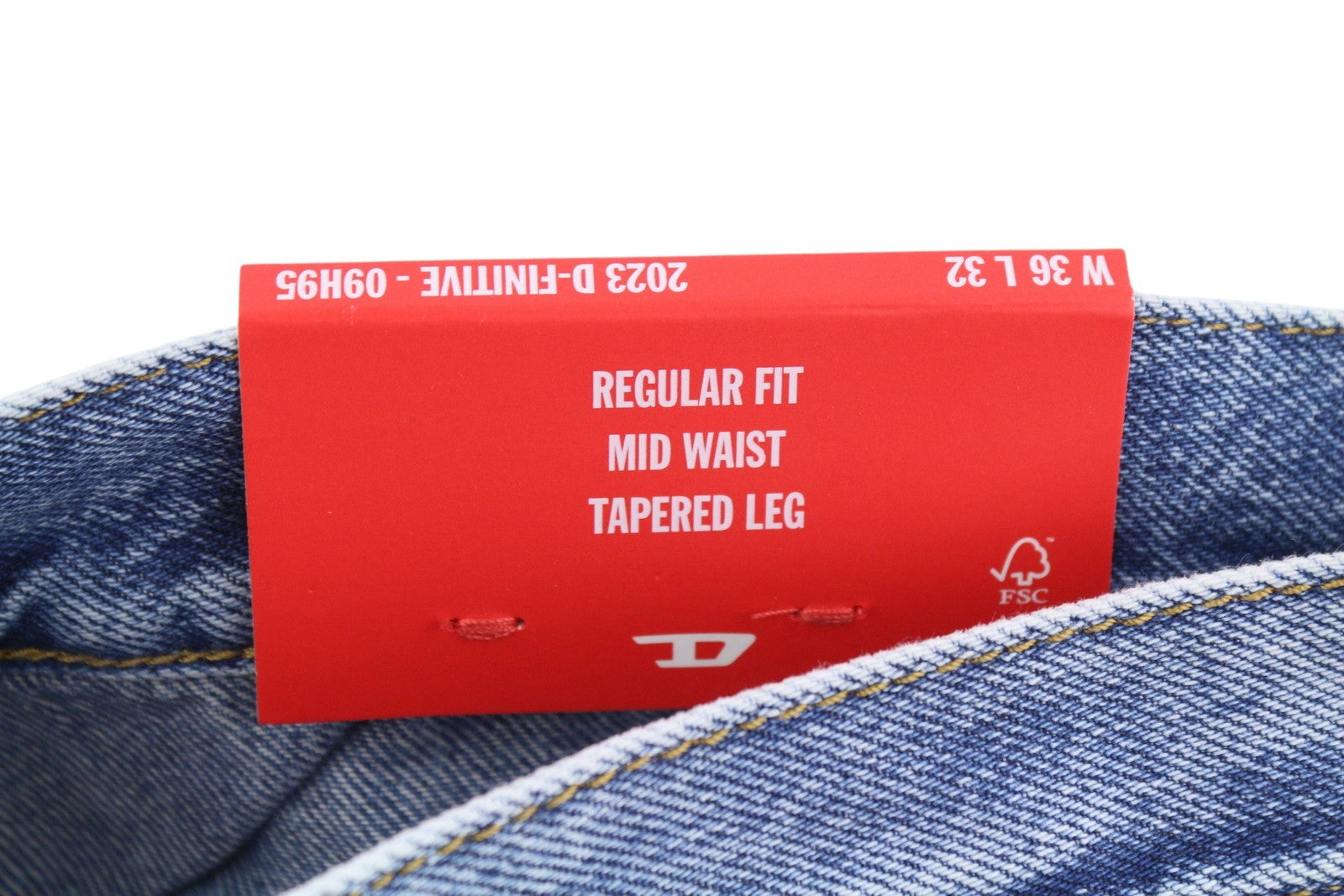 DIESEL 2003 D-Finitive 09H95 Men Jeans W36/L32 Blue Regular Tapered Fit RRP195