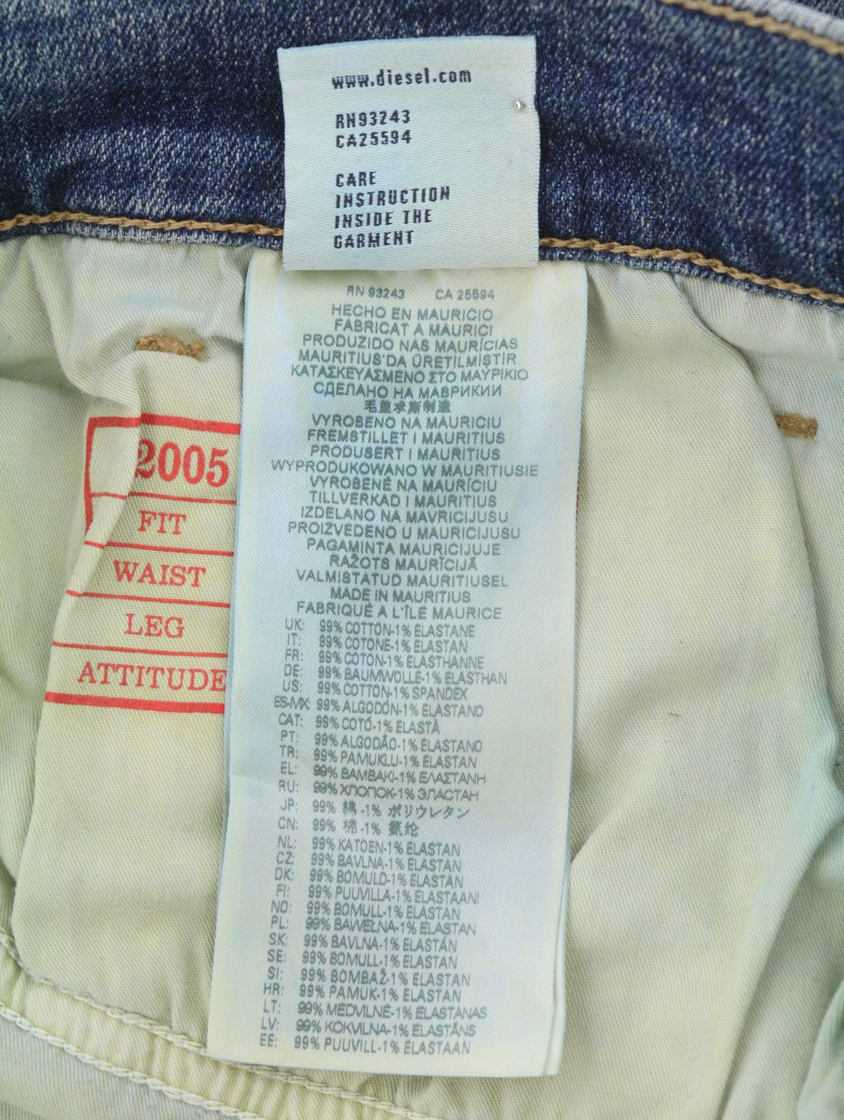 DIESEL 2005 D-Fining 0DQAC Men Jeans W32/L34 Blue Faded Regular Tapered RRP195