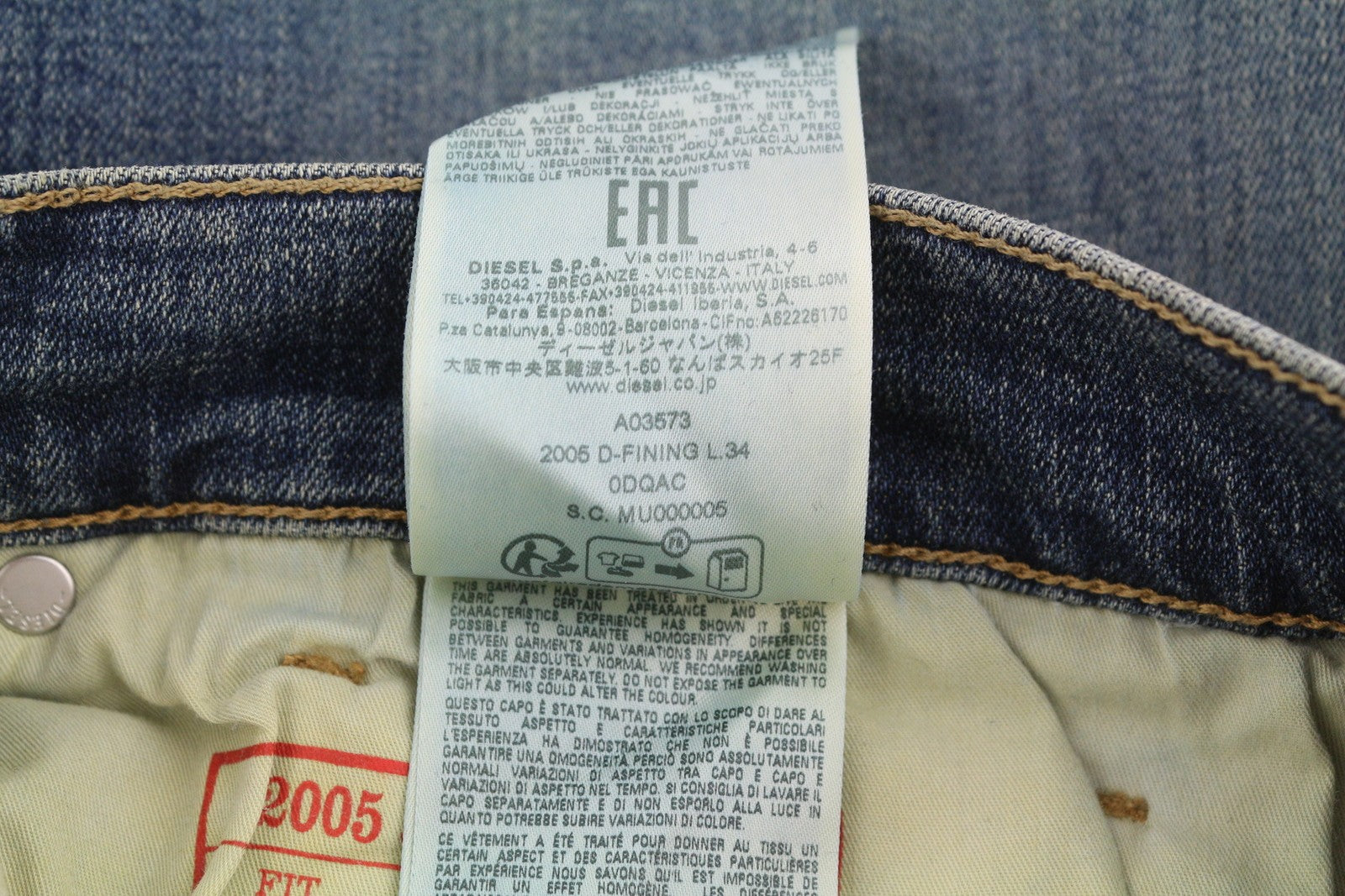 DIESEL 2005 D-Fining 0DQAC Men Jeans W32/L34 Blue Faded Regular Tapered RRP195