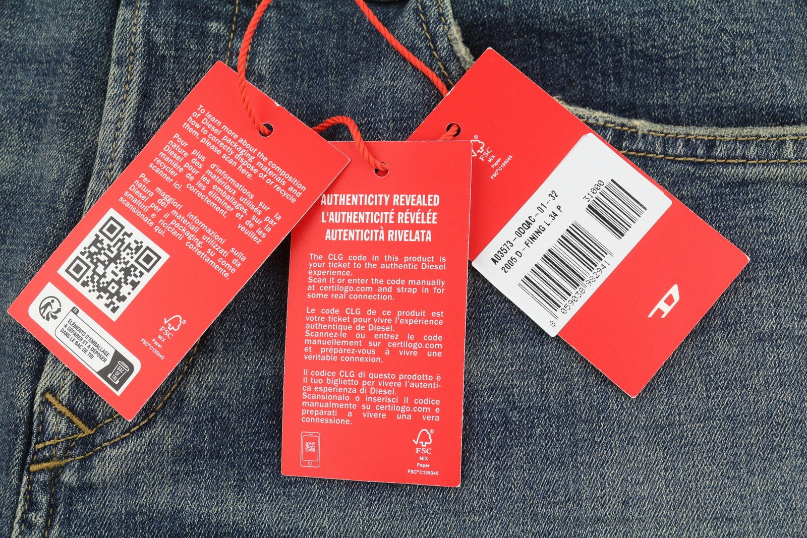 DIESEL 2005 D-Fining 0DQAC Men Jeans W32/L34 Blue Faded Regular Tapered RRP195