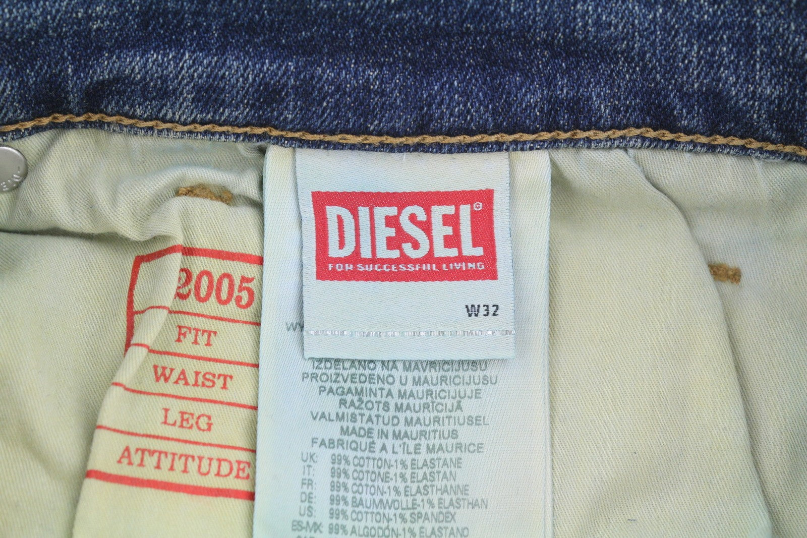 DIESEL 2005 D-Fining 0DQAC Men Jeans W32/L34 Blue Faded Regular Tapered RRP195