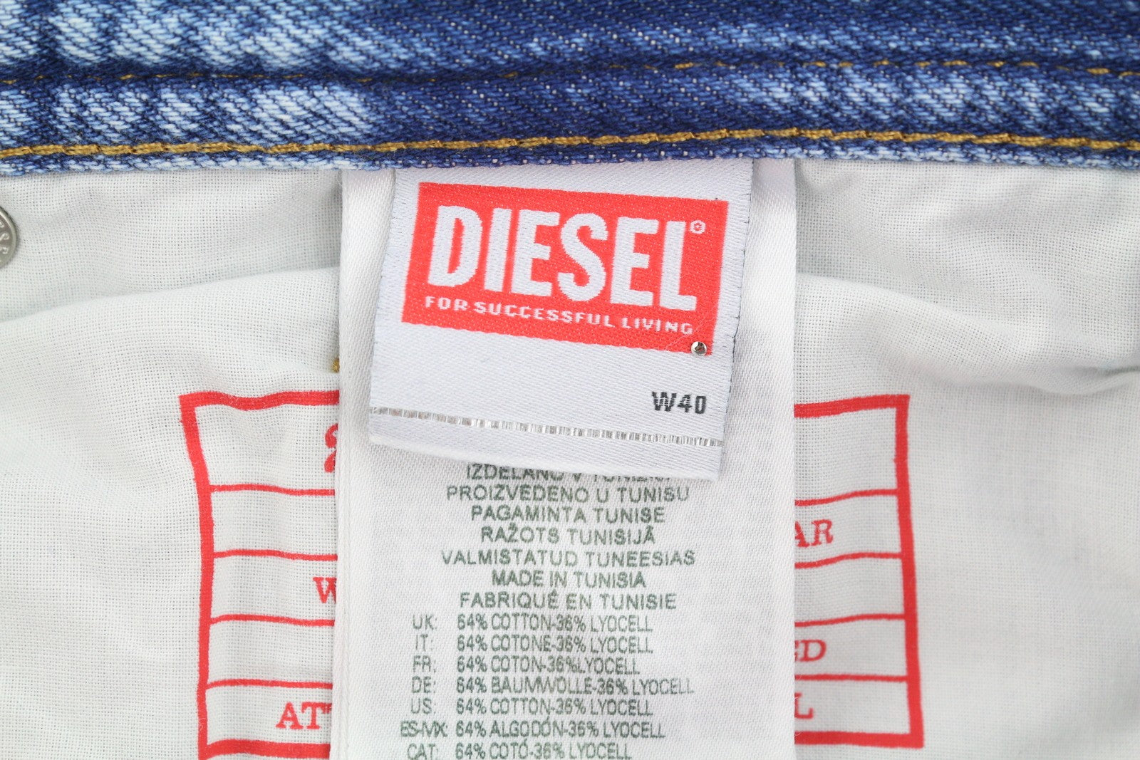 DIESEL 2003 D-Finitive 09H95 Men Jeans W40/L32 Blue Regular Tapered Fit RRP195