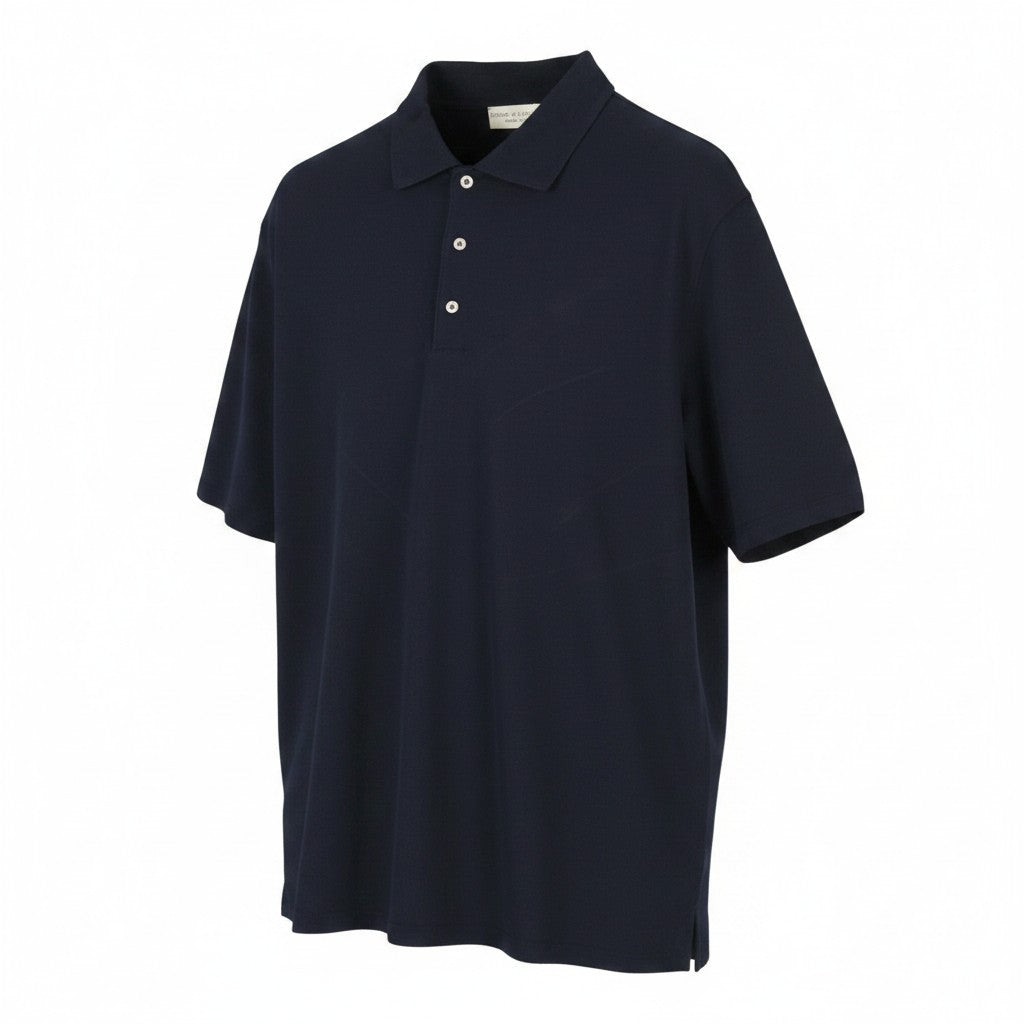 FILIPPO DE LAURENTIIS Men Polos IT58 2XL Dark Blue Half Button Short Sleeved