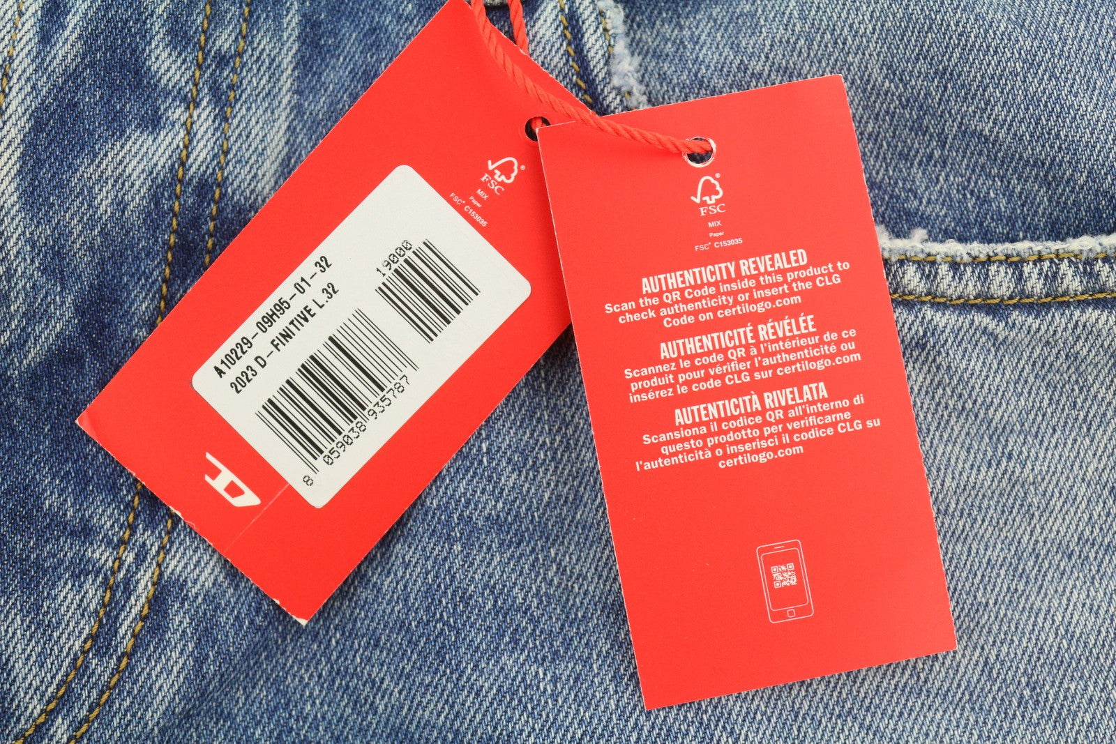 DIESEL 2003 D-Finitive 09H95 Men Jeans W32/L32 Blue Faded Tapered Fit RRP195
