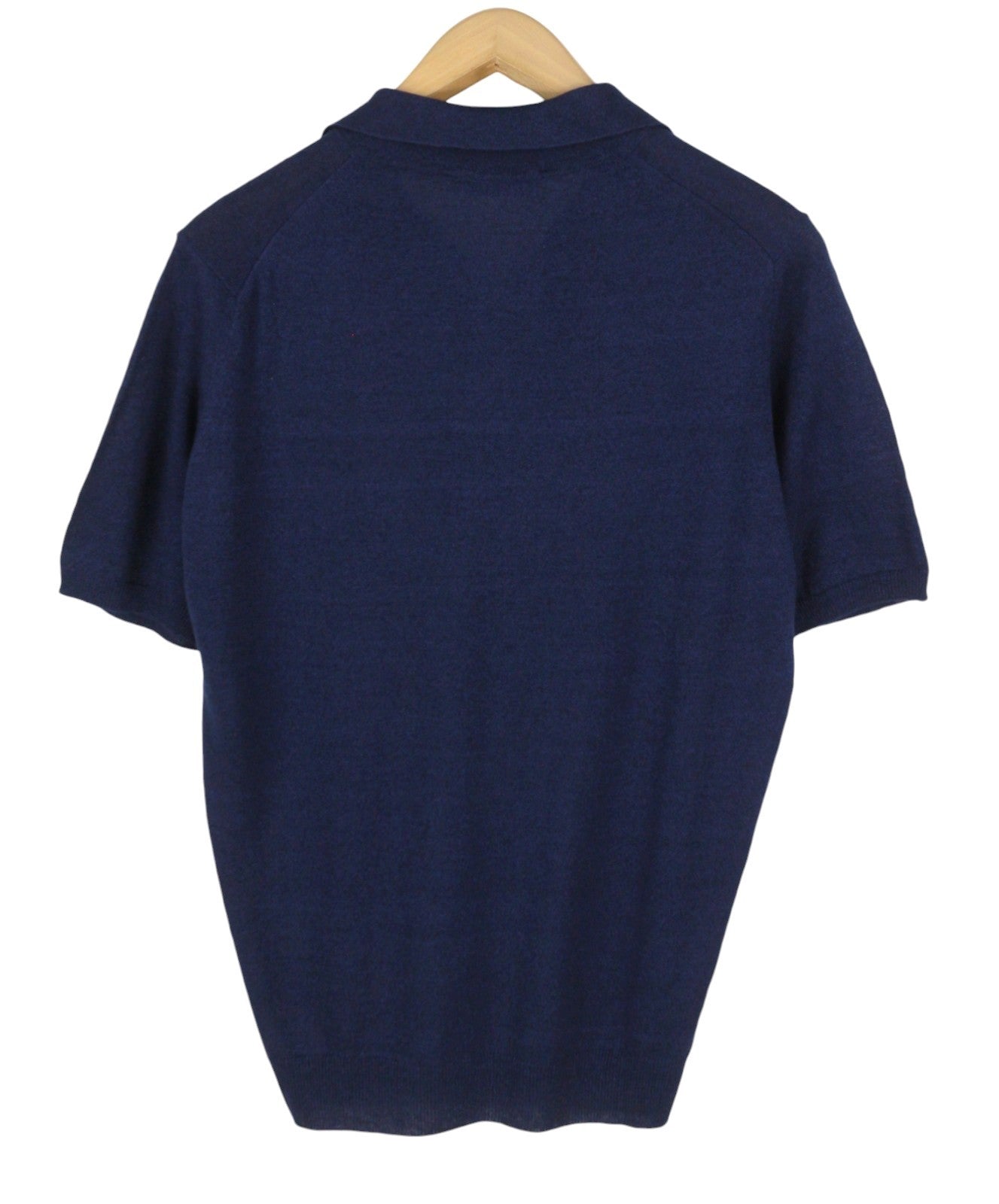 FILIPPO DE LAURENTIIS Men Polos IT48 S Dark Blue Linen Blend Short Sleeve