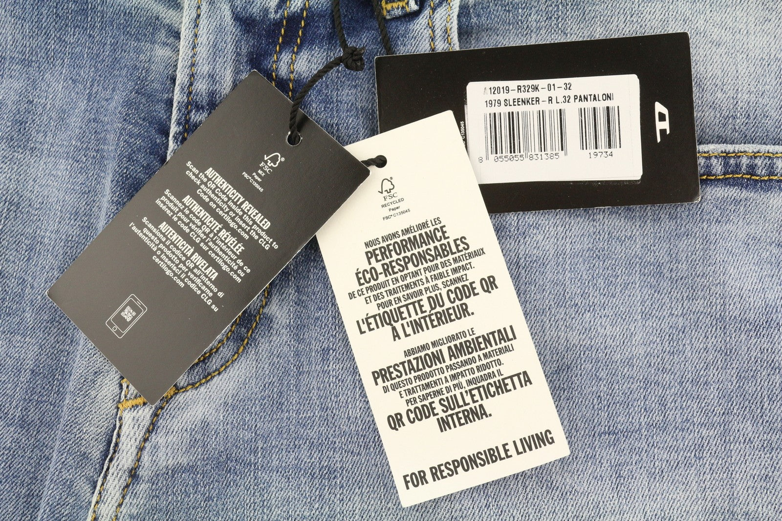 DIESEL 1979 Sleenker R329K Men Jeans W32/L32 Blue Faded Skinny Fit RRP195