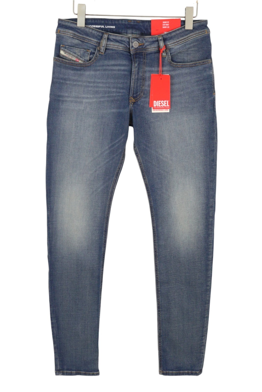 DIESEL 1979 Sleenker 0PFAW Men Jeans W32/L34 Blue Faded Skinny Low Waist RRP175