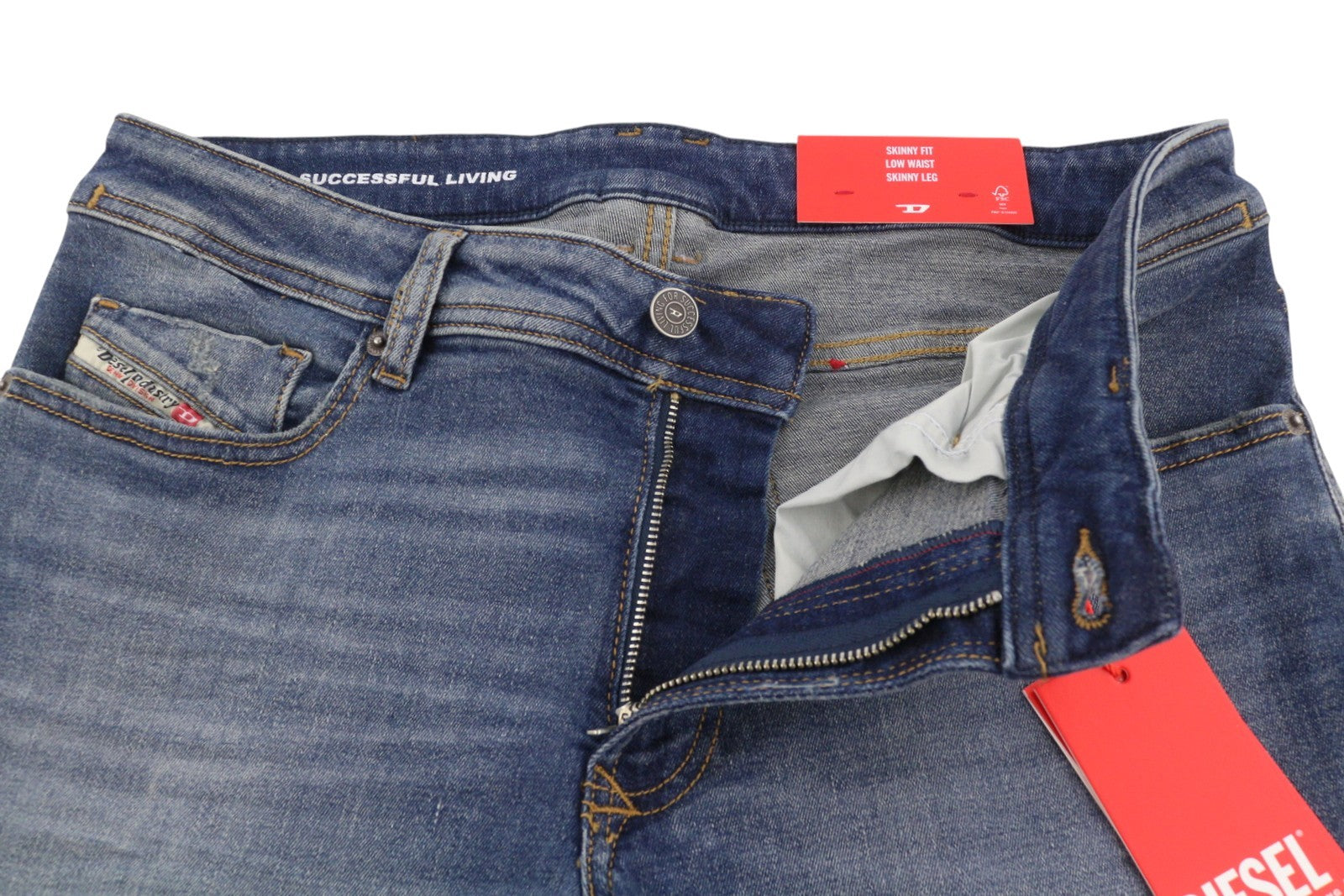 DIESEL 1979 Sleenker 0PFAW Men Jeans W32/L34 Blue Faded Skinny Low Waist RRP175