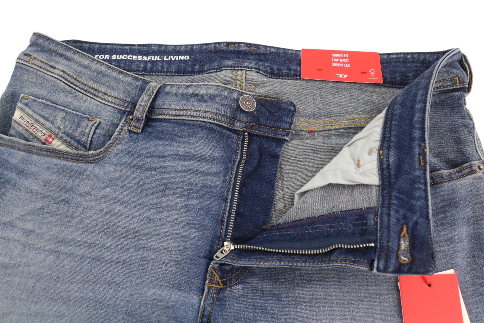 DIESEL 1979 Sleenker 0PFAW Men Jeans W36/L34 Blue Faded Skinny Low Waist RRP175