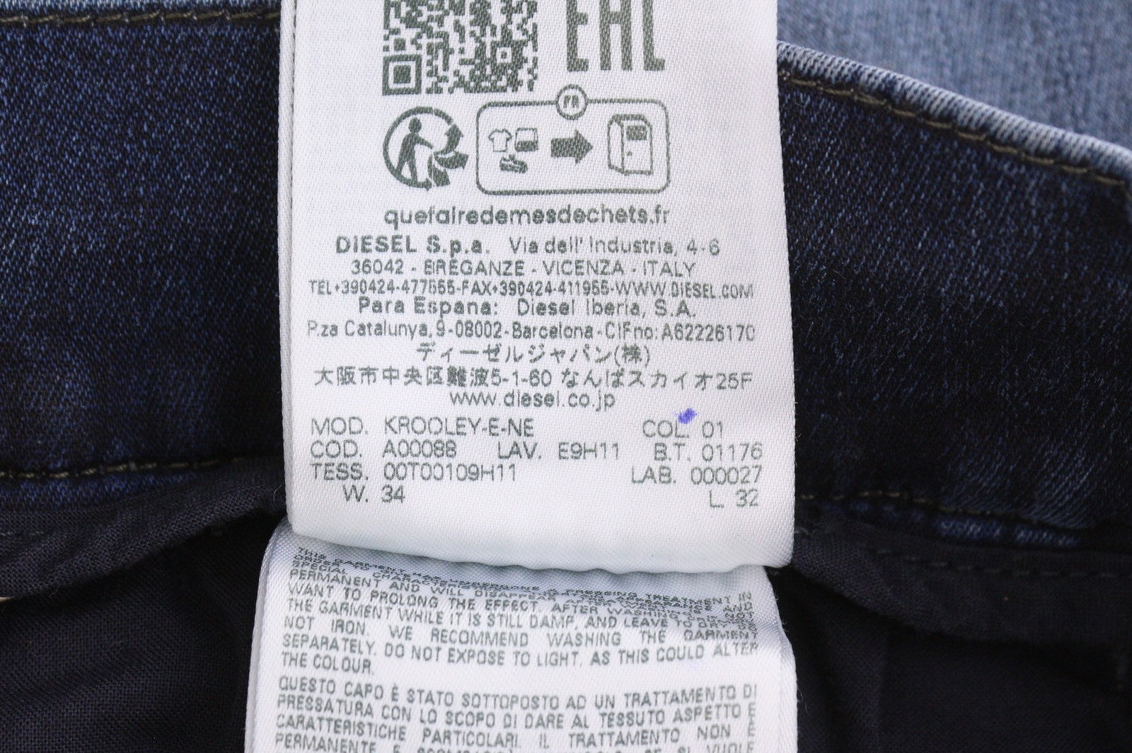 DIESEL Krooley-E-NE E9H11 Men Jeans W34/L32 Blue Distress Faded Jogg RRP295