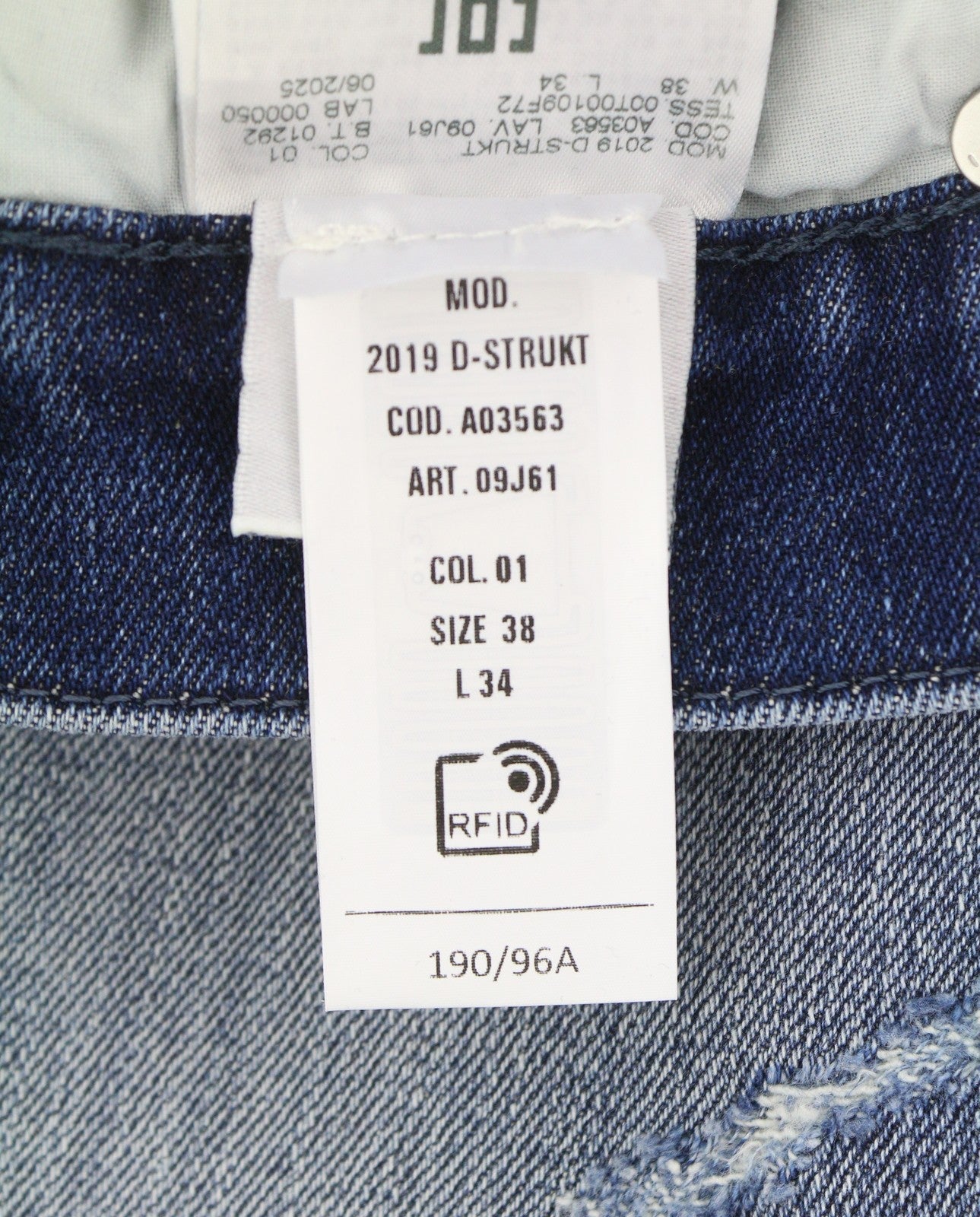 DIESEL 2019 D-Strukt 09J61 Men Jeans W38/L34 Blue Faded Distress Slim RRP195