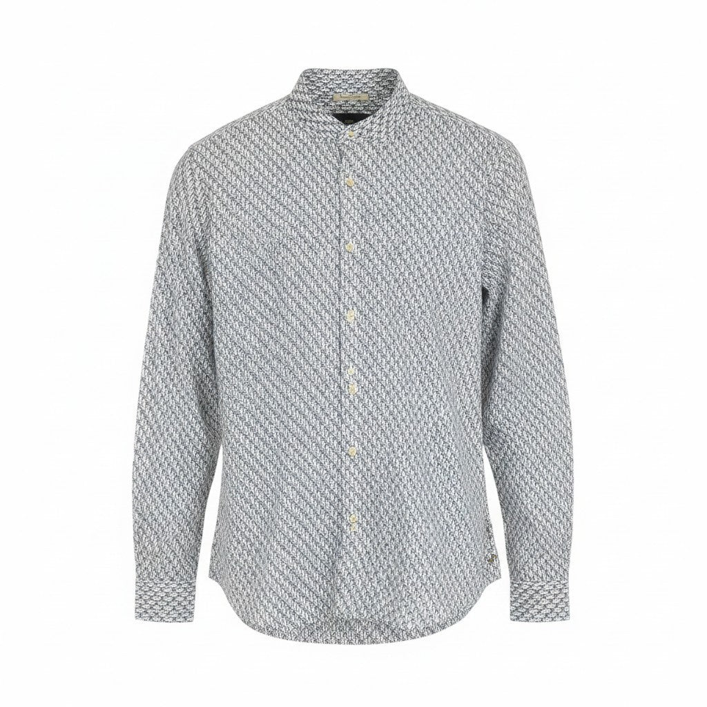 SCOTCH & SODA Ams Couture Men Shirt M Pure Cotton Grey White Palm Patterns