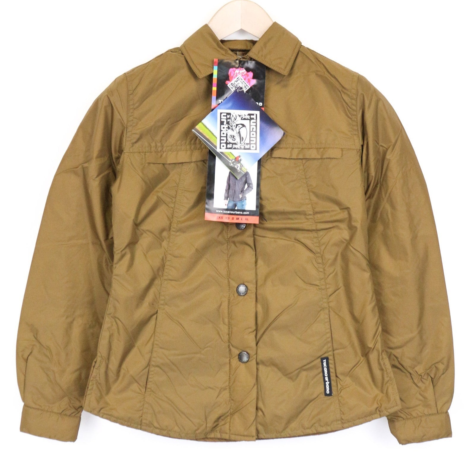 TUCANO URBANO Lori Women Jacket S Brown Windproof Zip Snap Long Sleeve Moto