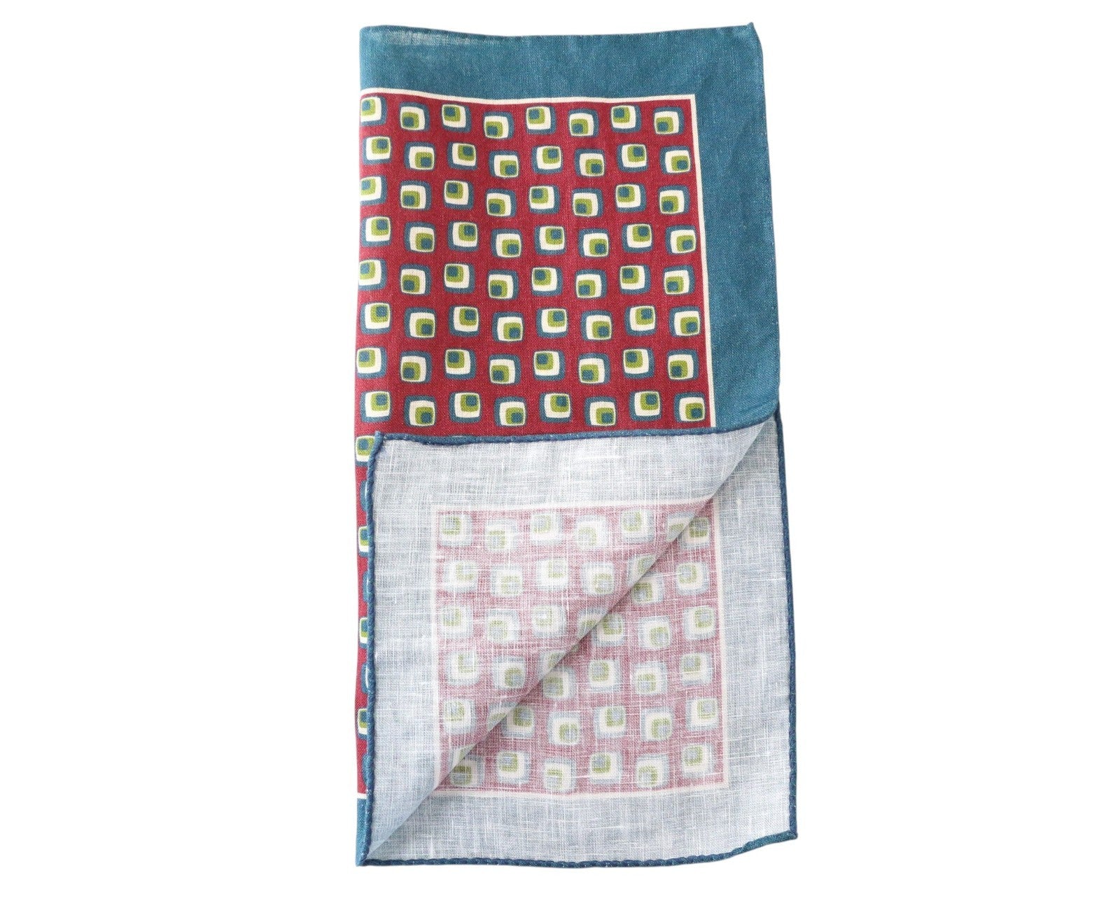 SUITSUPPLY Men Handkerchief 32x33 CM Blue Check Striped Pattern Pocket Square
