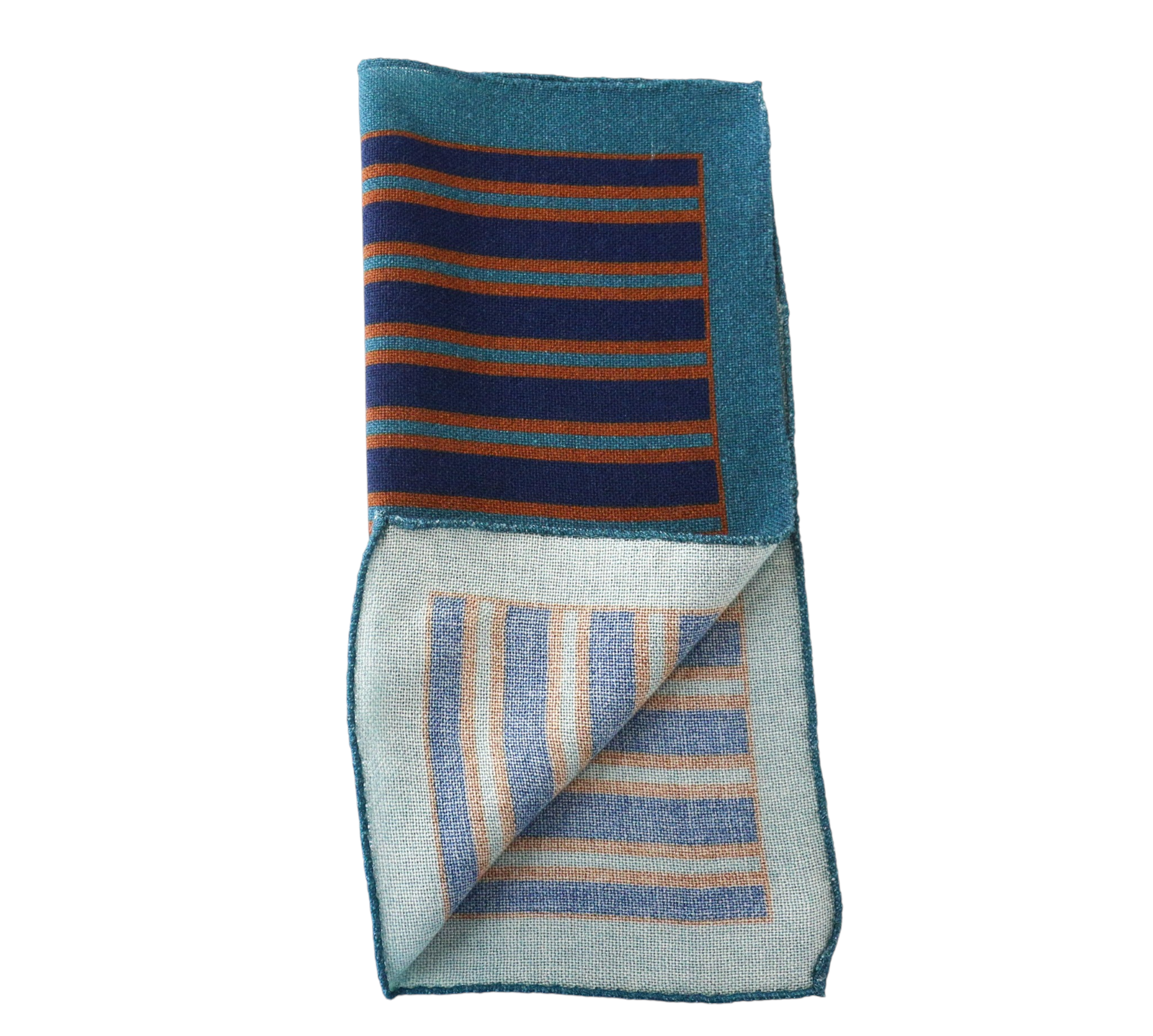SUITSUPPLY Men Handkerchief 32x33 CM Blue Check Striped Pattern Pocket Square