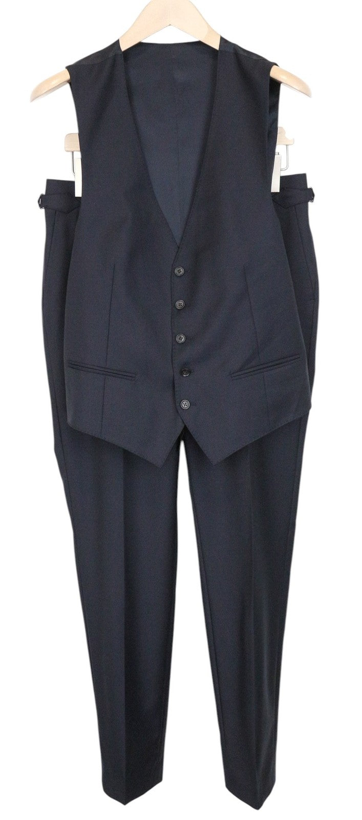 SUITSUPPLY Ferrara Men Suit UK38R Blue Slim 2-Piece Pure Wool V-Neck Twill