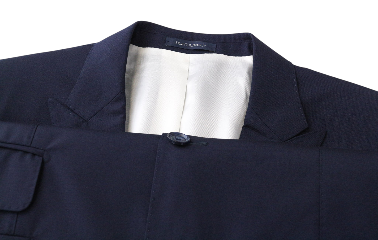 SUITSUPPLY La Spalla Men Suit UK38S Blue Slim 2-Piece Pure Wool S120s Classic
